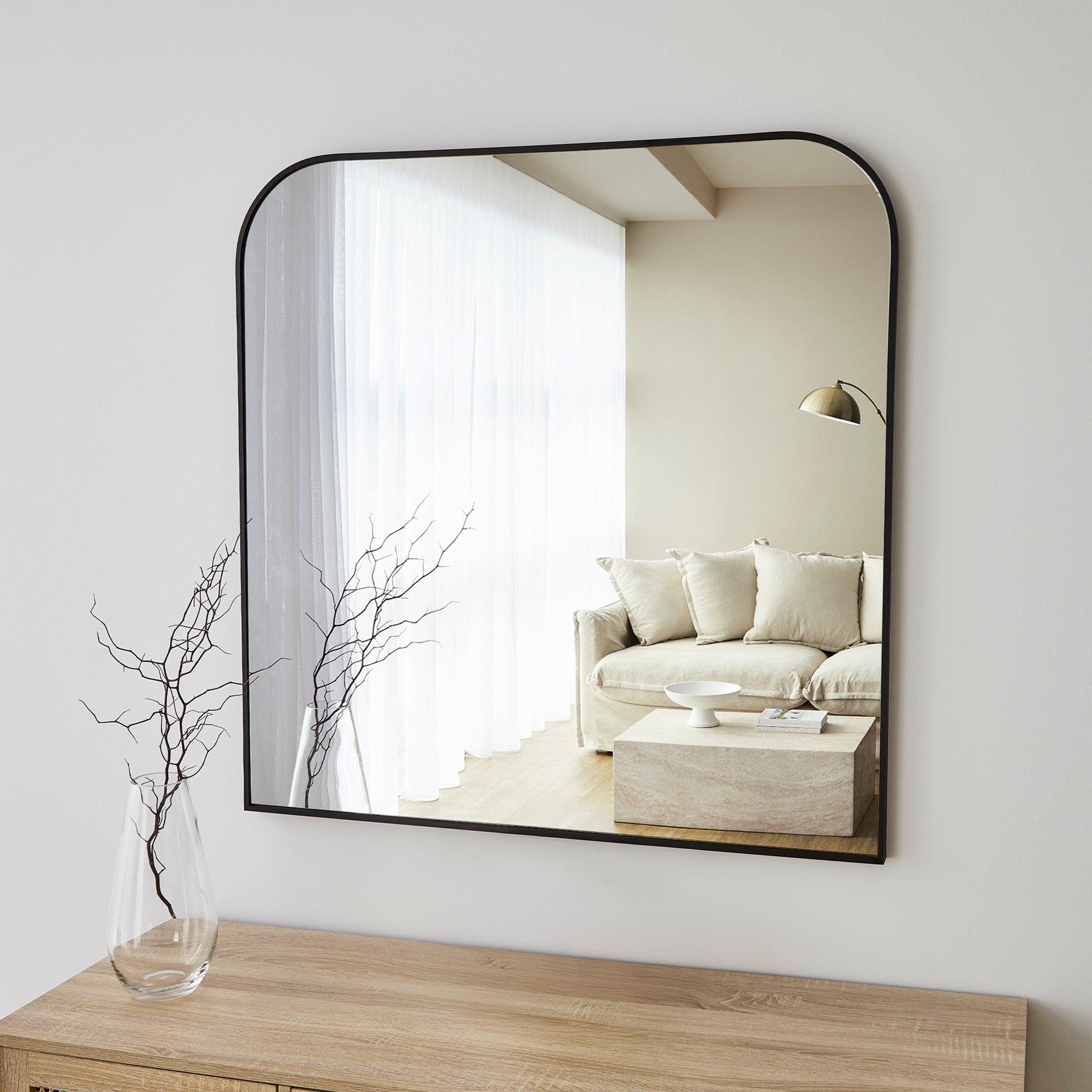 Ivy 90cm Rounded Mirror Black