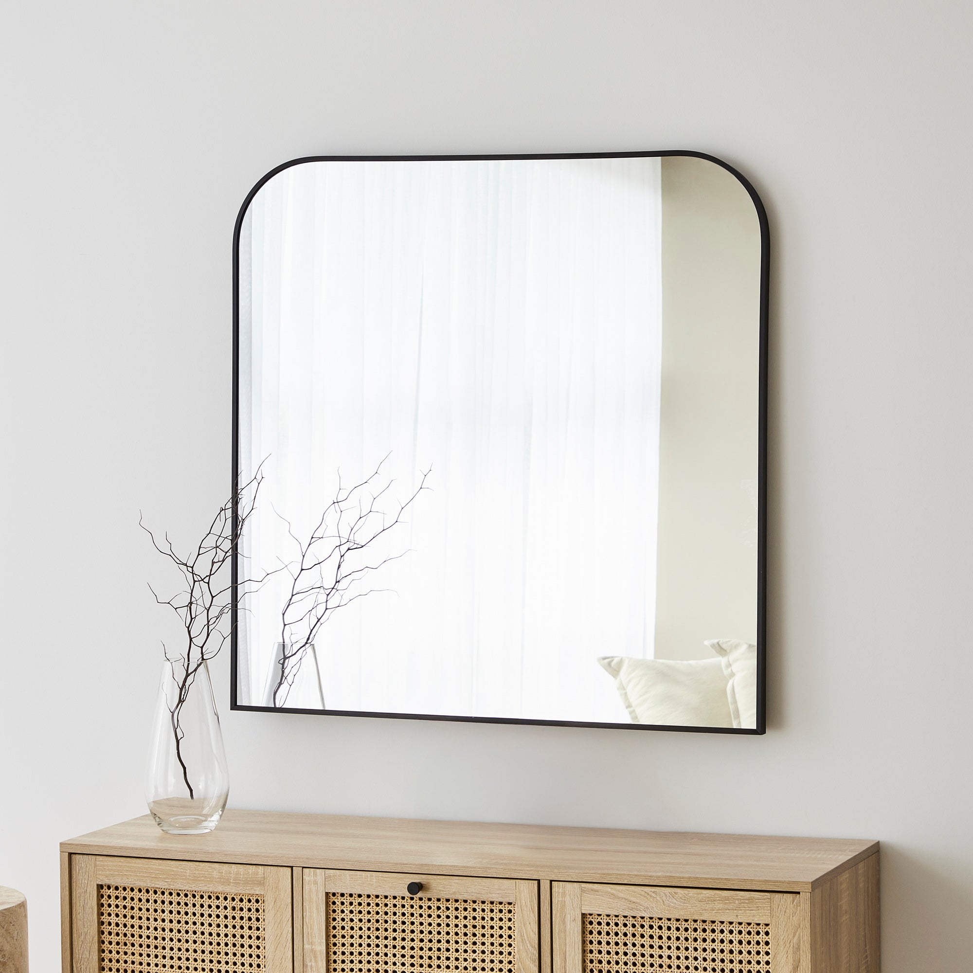 Ivy 90cm Rounded Mirror Black