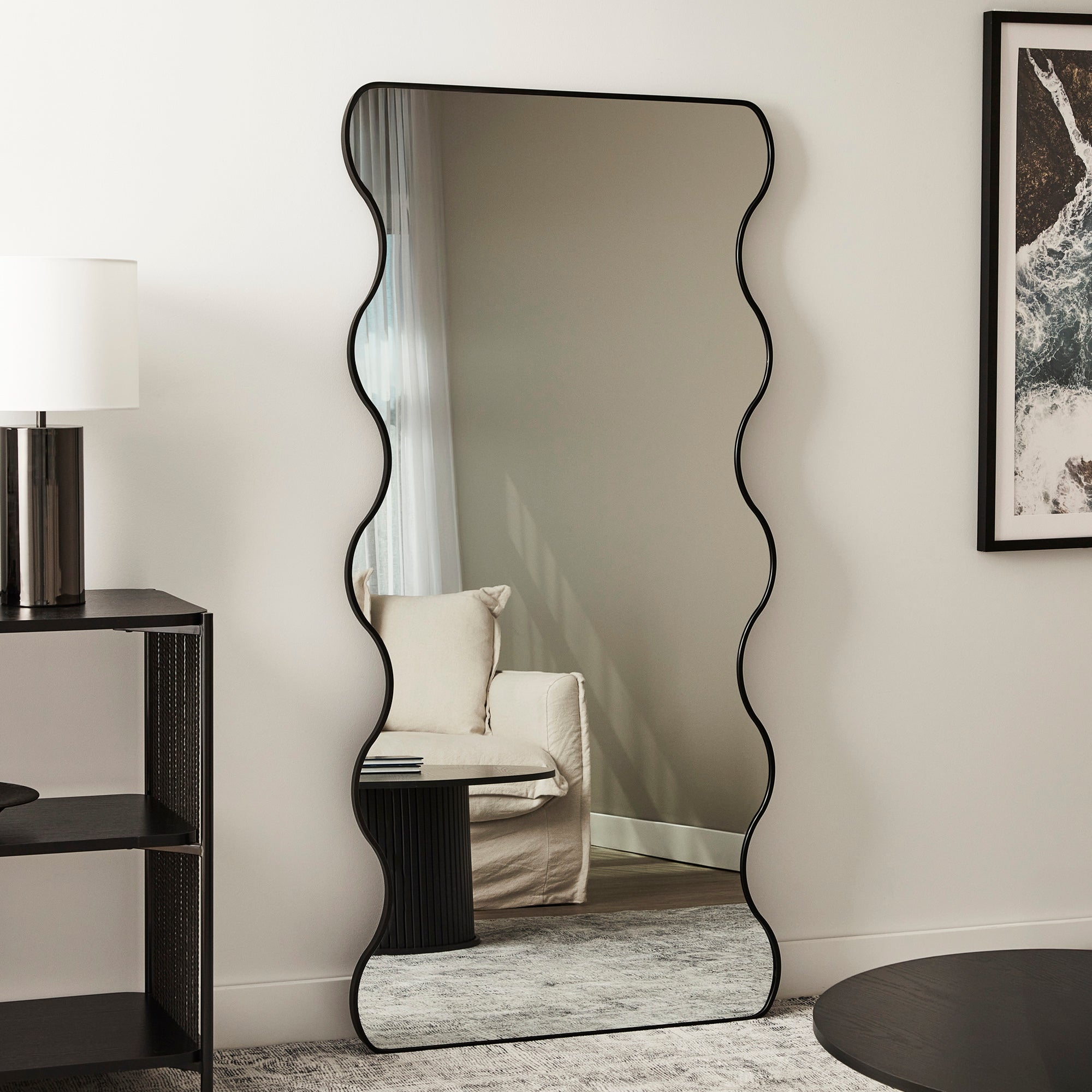 Wavy 165cm Mirror Black