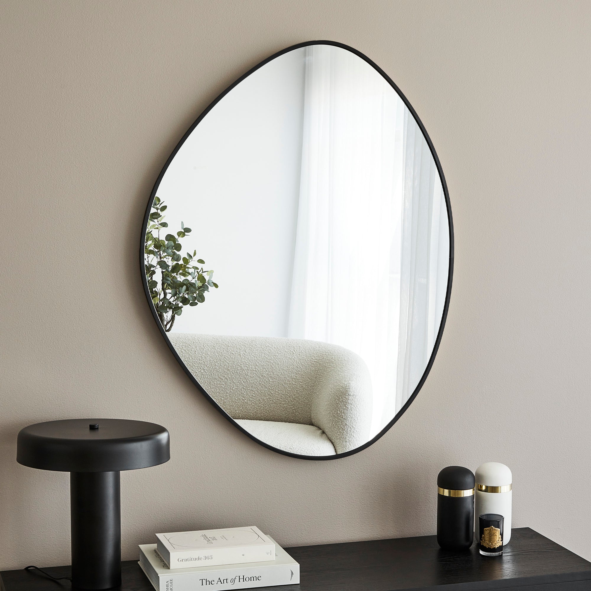 Kai 90cm Pebble Mirror Black