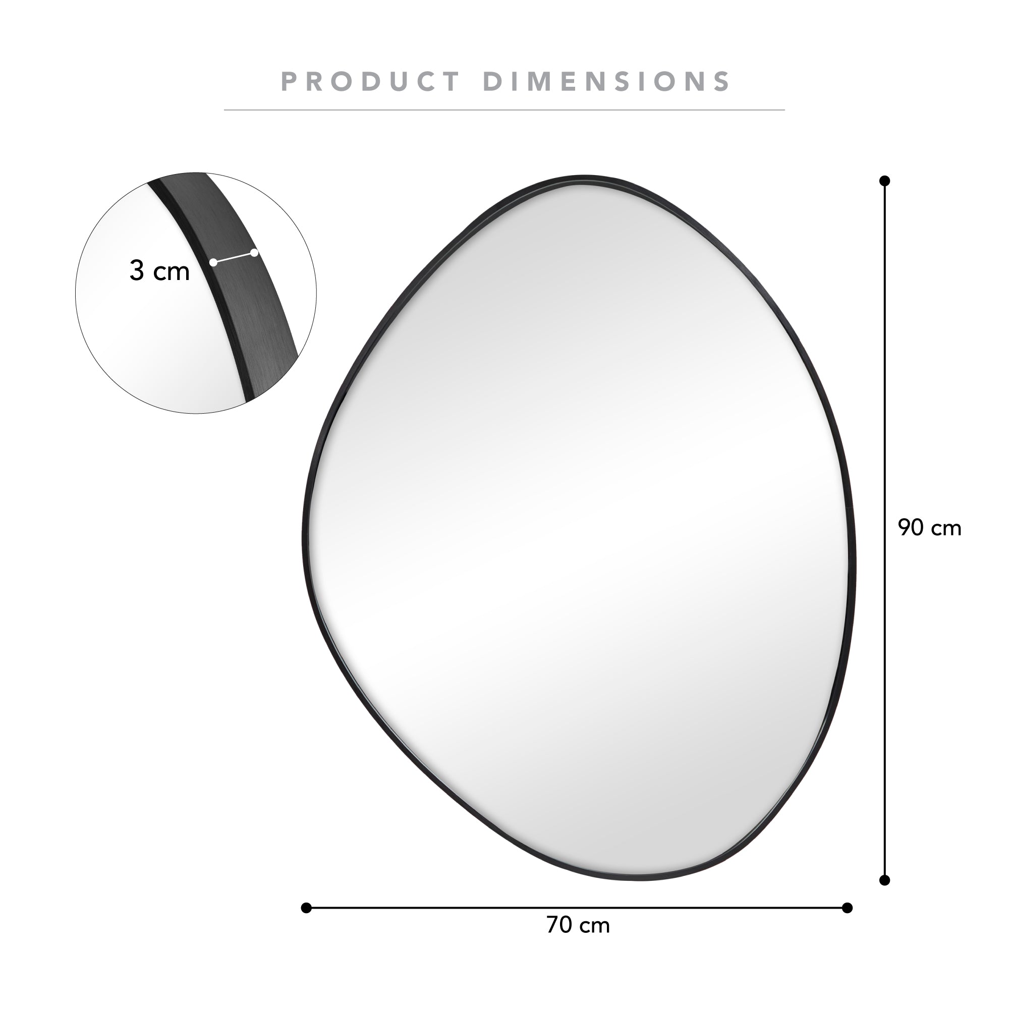 Kai 90cm Pebble Mirror Black