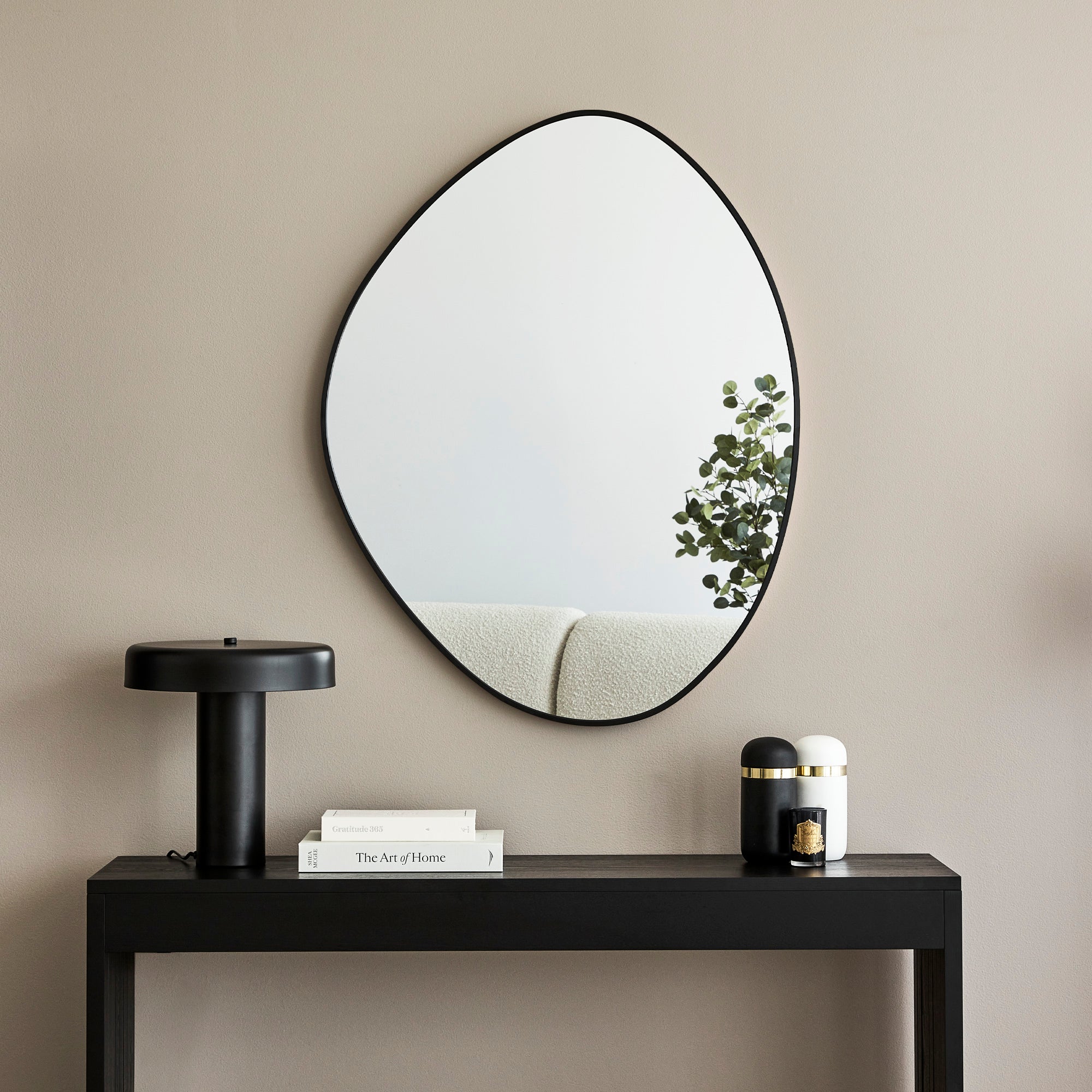 Kai 90cm Pebble Mirror Black