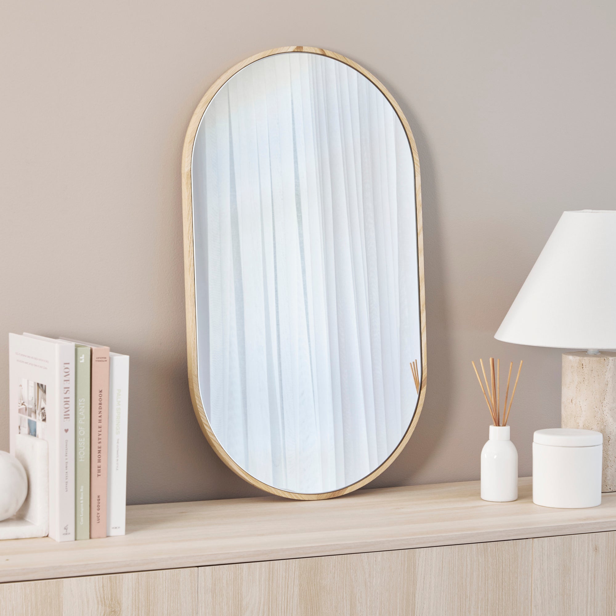 Oakleigh 70cm Oval Solid Oak Mirror Natural