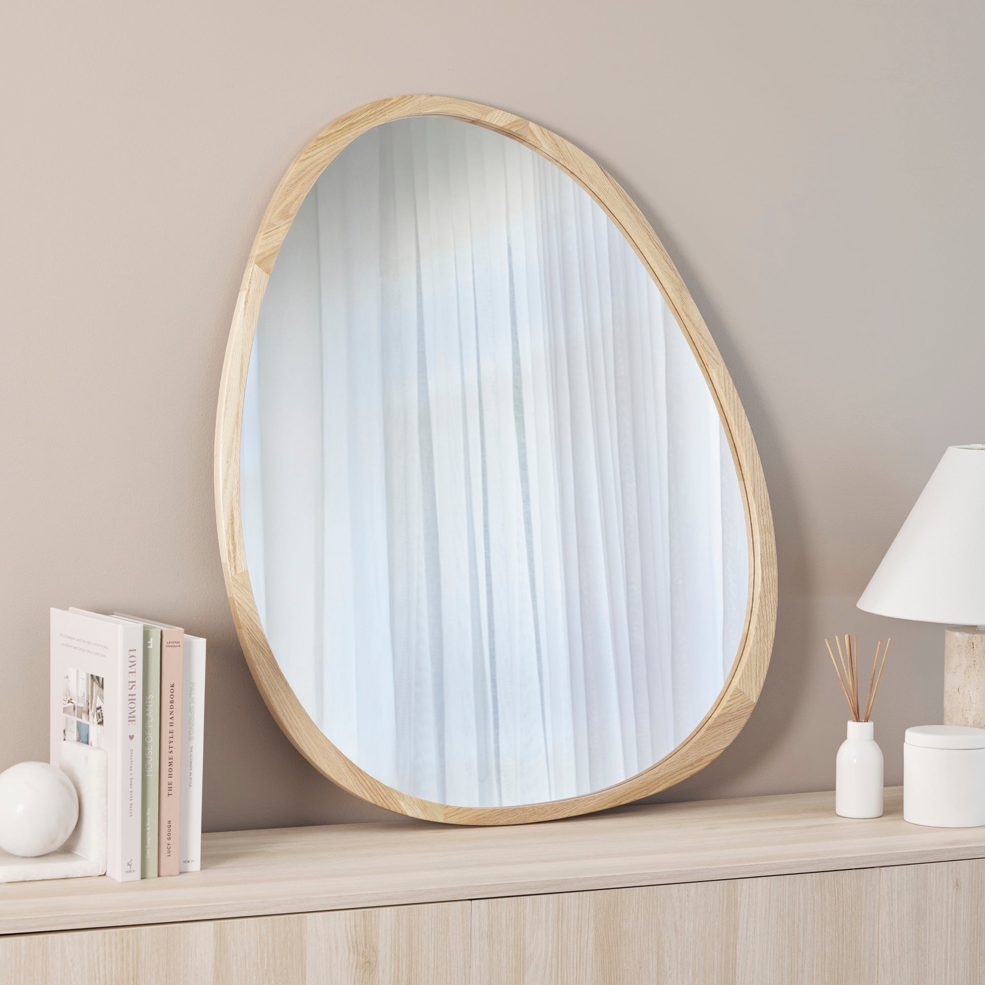 Oakleigh 72cm Organic Pebble Solid Oak Mirror Natural