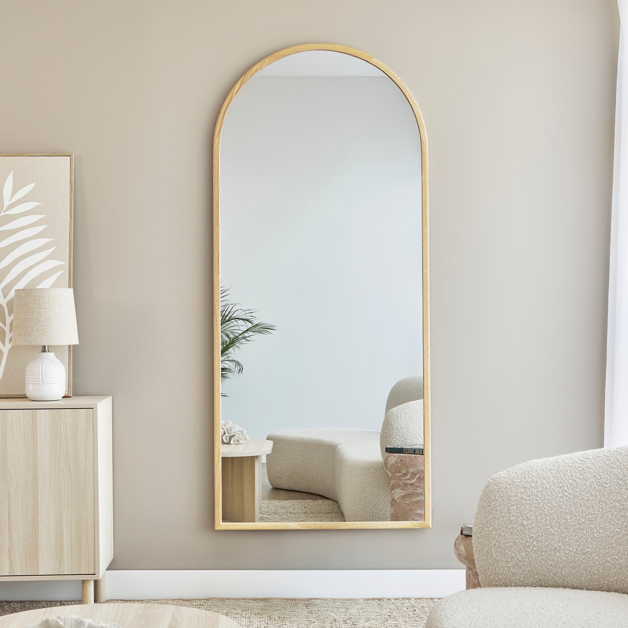 Oakleigh 180cm Arch Solid Oak Mirror Natural