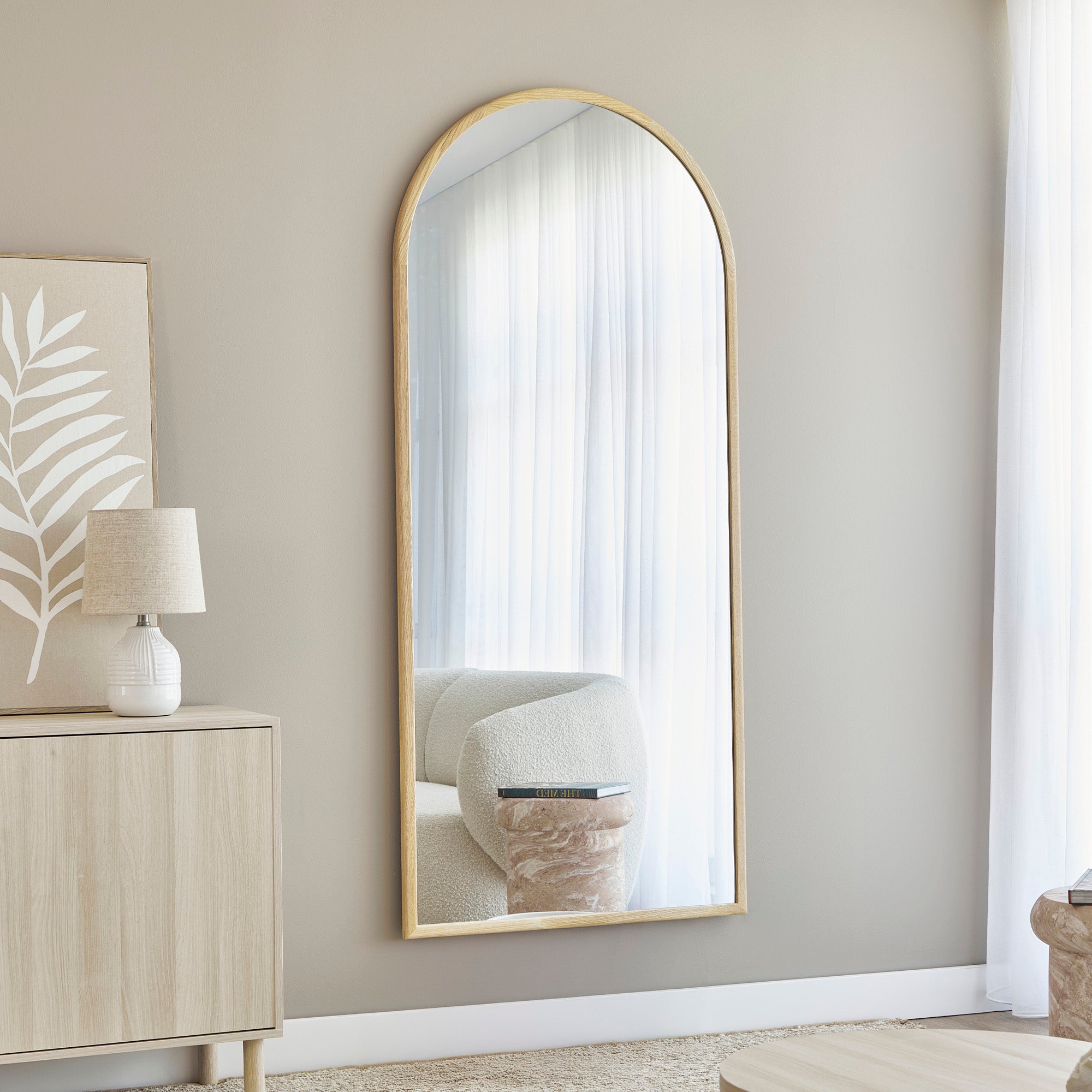 Oakleigh 180cm Arch Solid Oak Mirror Natural