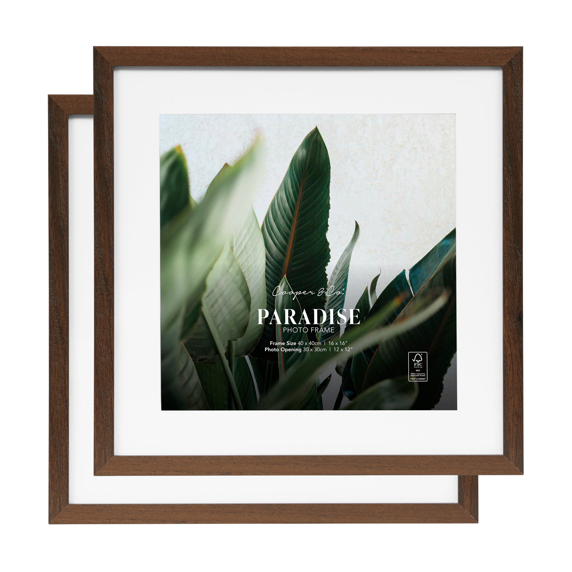 Set Of 2 40x40cm Mat to 30x30cm Premium Paradise Wooden Photo Frame