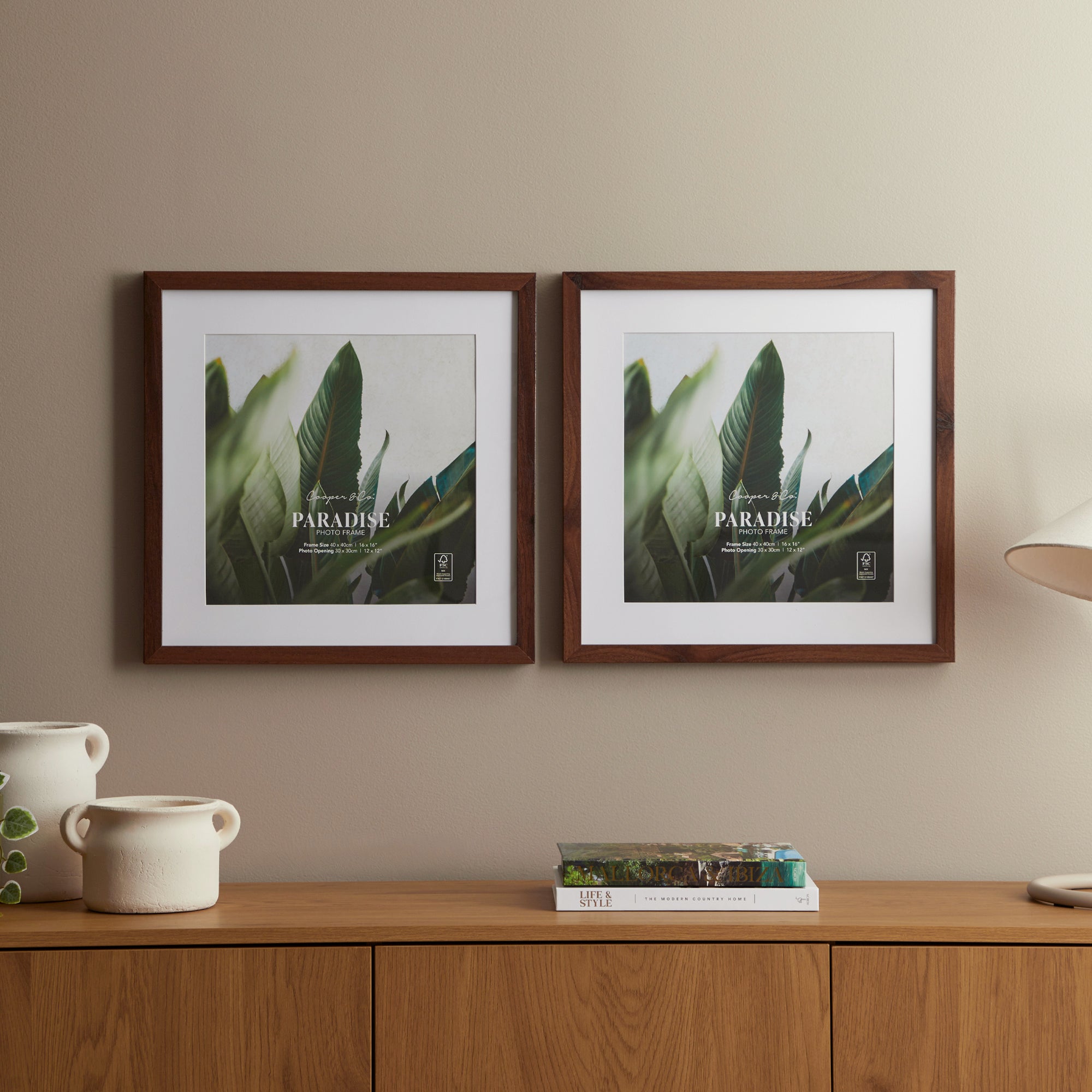 Set Of 2 40x40cm Mat to 30x30cm Premium Paradise Wooden Photo Frame