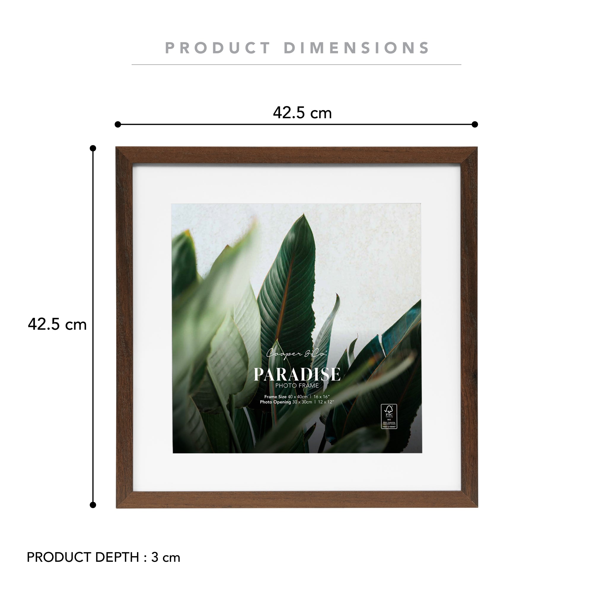 Set Of 2 40x40cm Mat to 30x30cm Premium Paradise Wooden Photo Frame