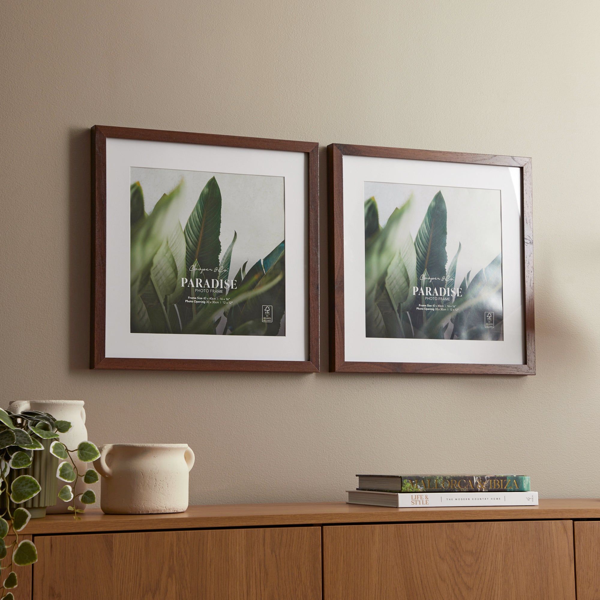 Set Of 2 40x40cm Mat to 30x30cm Premium Paradise Wooden Photo Frame