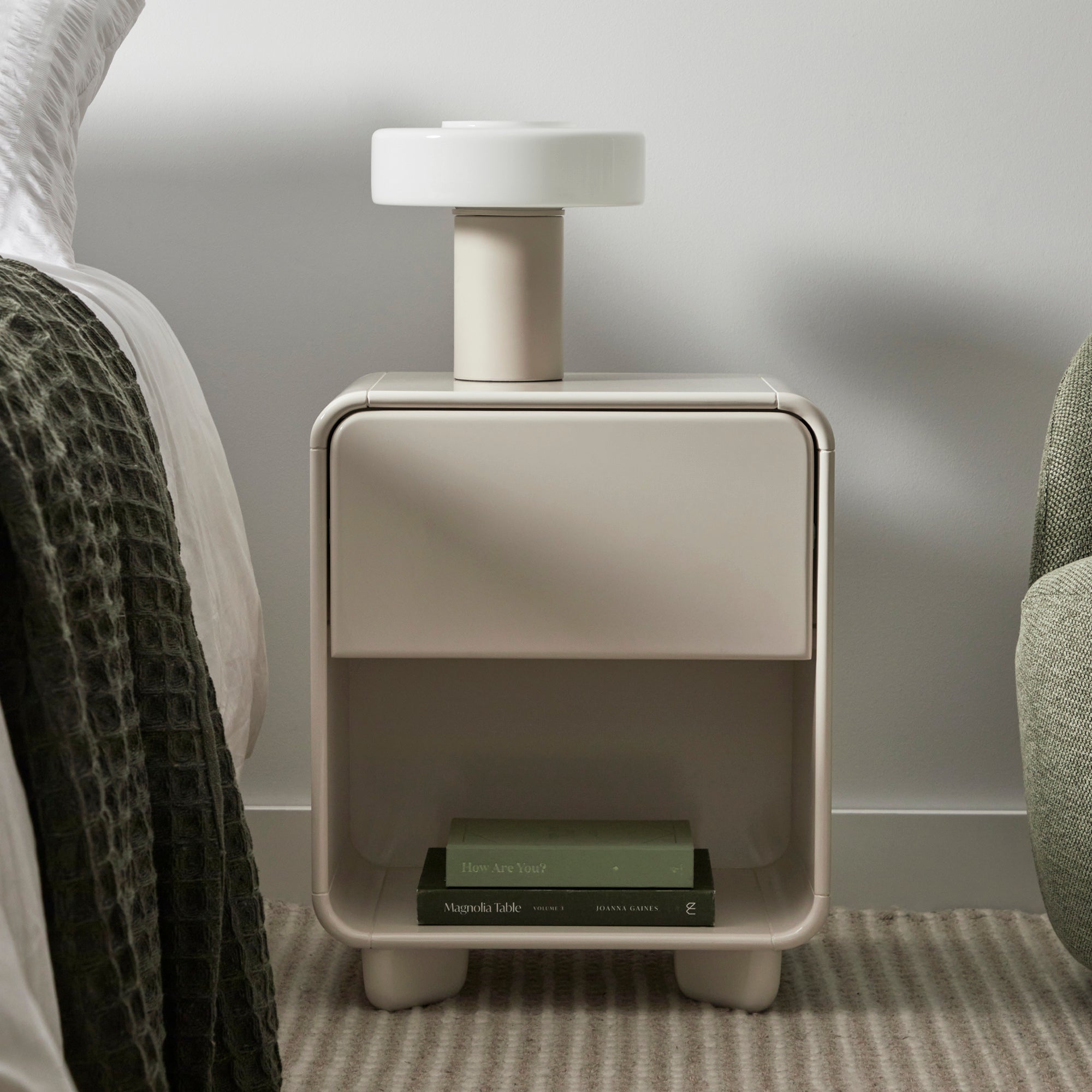 Charlie 45cm Gloss Bedside Table Cream