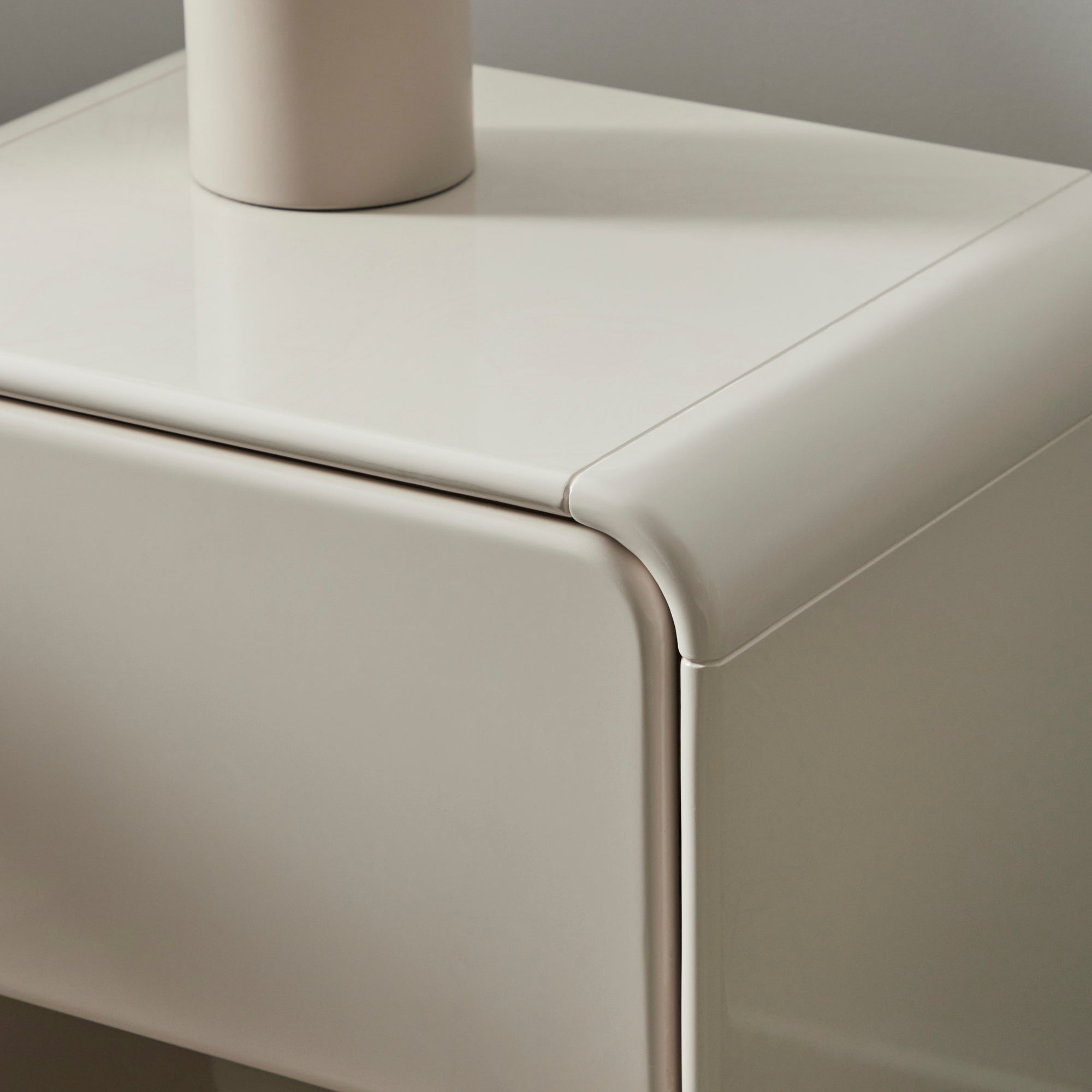 Charlie 45cm Gloss Bedside Table Cream