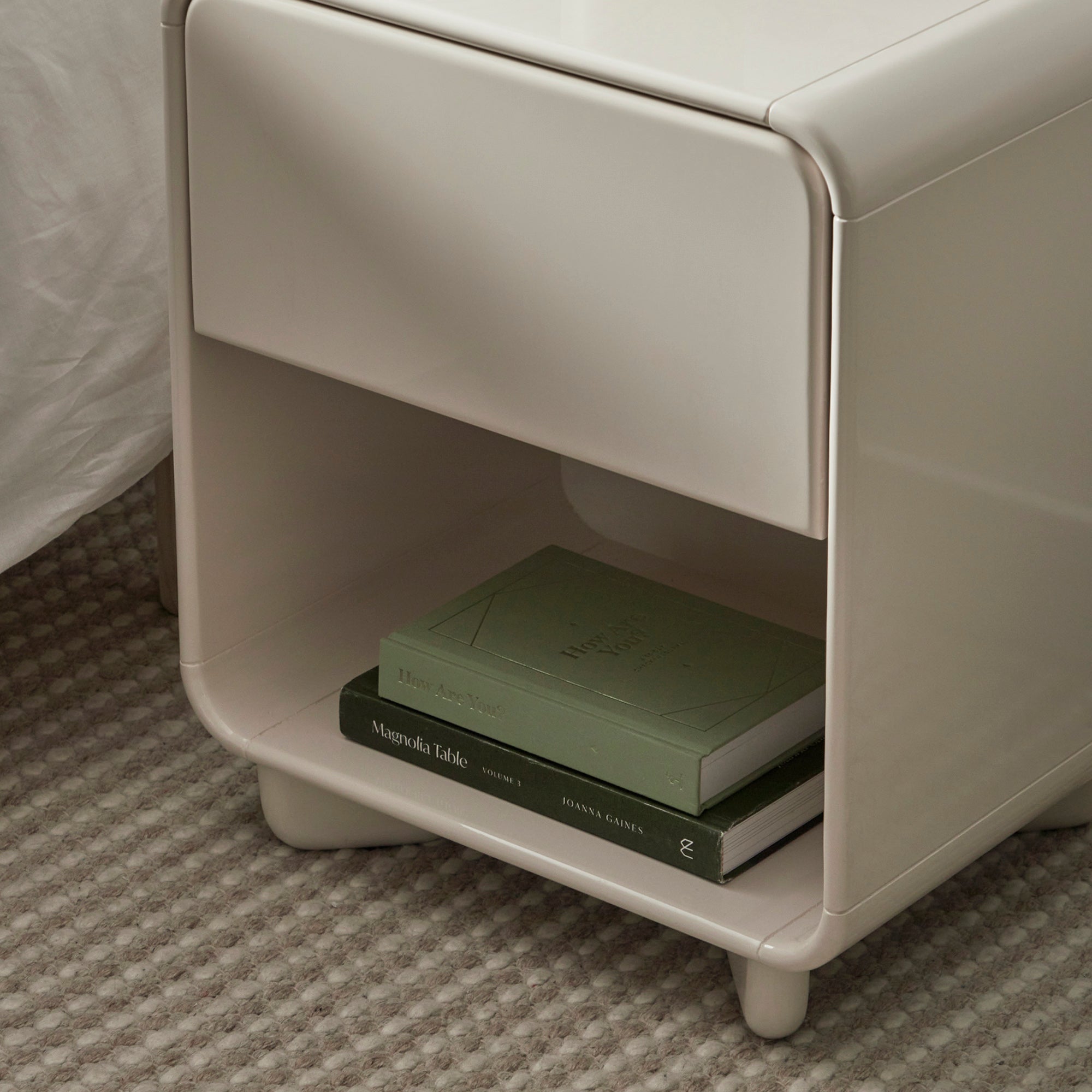 Charlie 45cm Gloss Bedside Table Cream