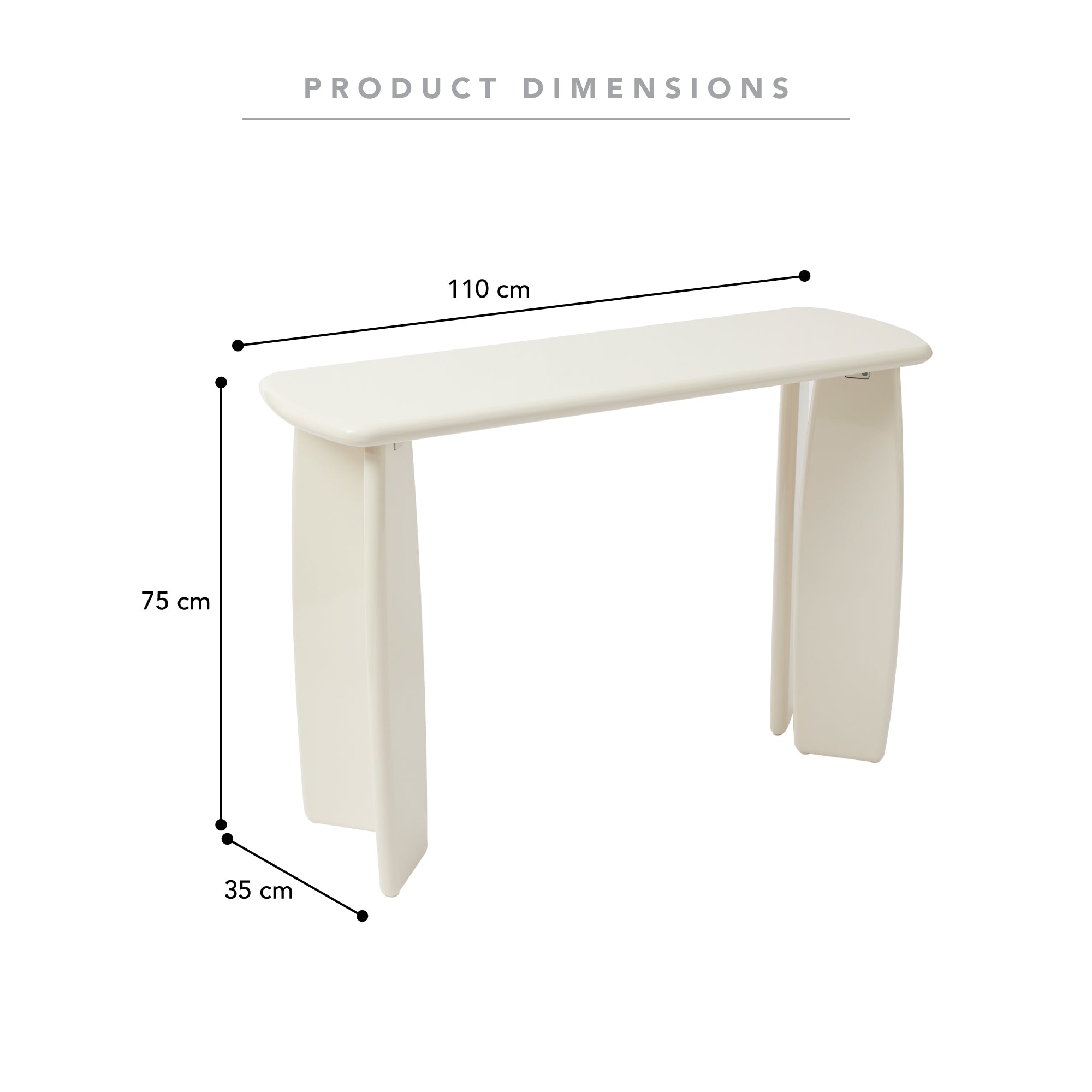 Charlie 110cm Gloss Console Table Cream