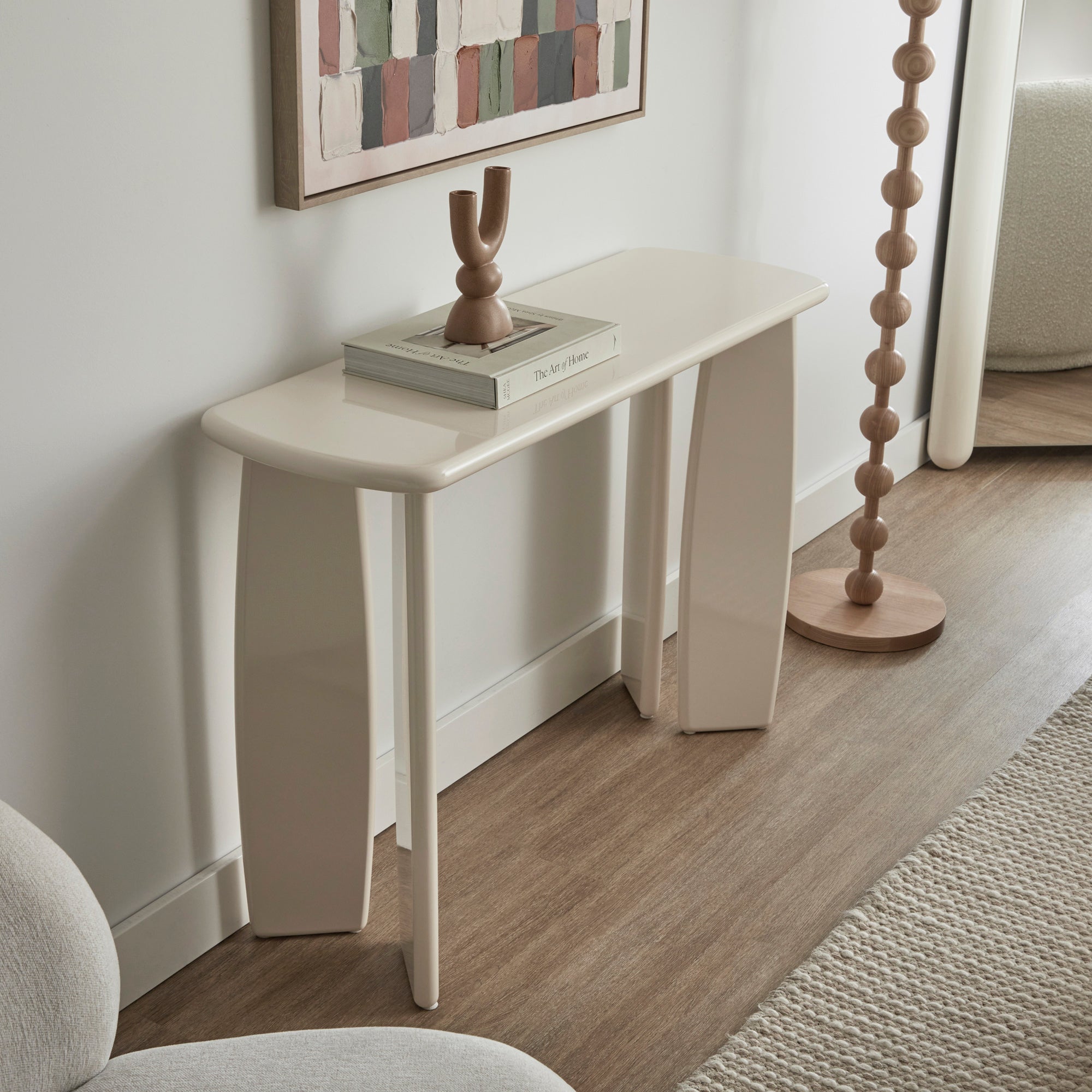 Charlie 110cm Gloss Console Table Cream