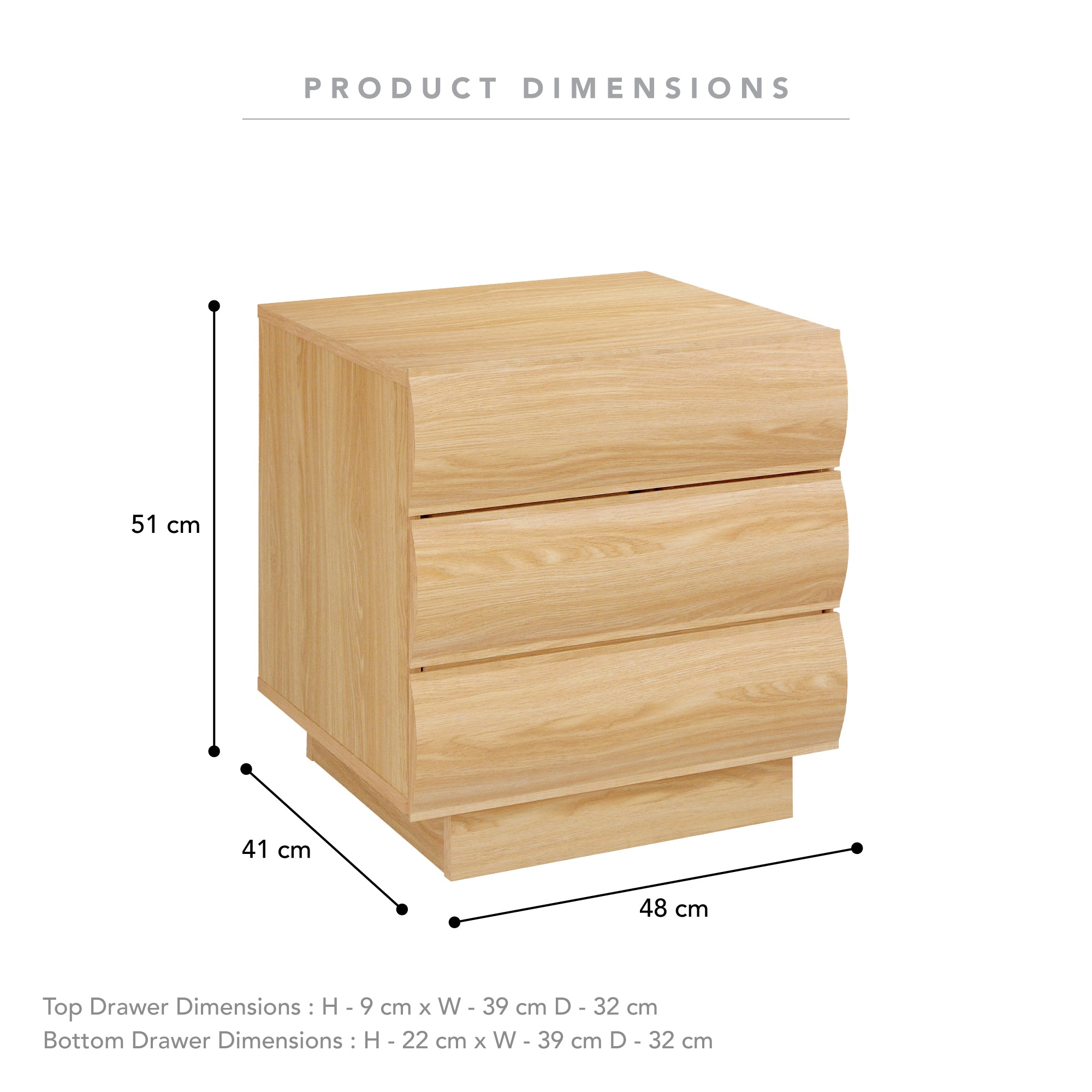 Elsene 48cm Bedside Table Natural