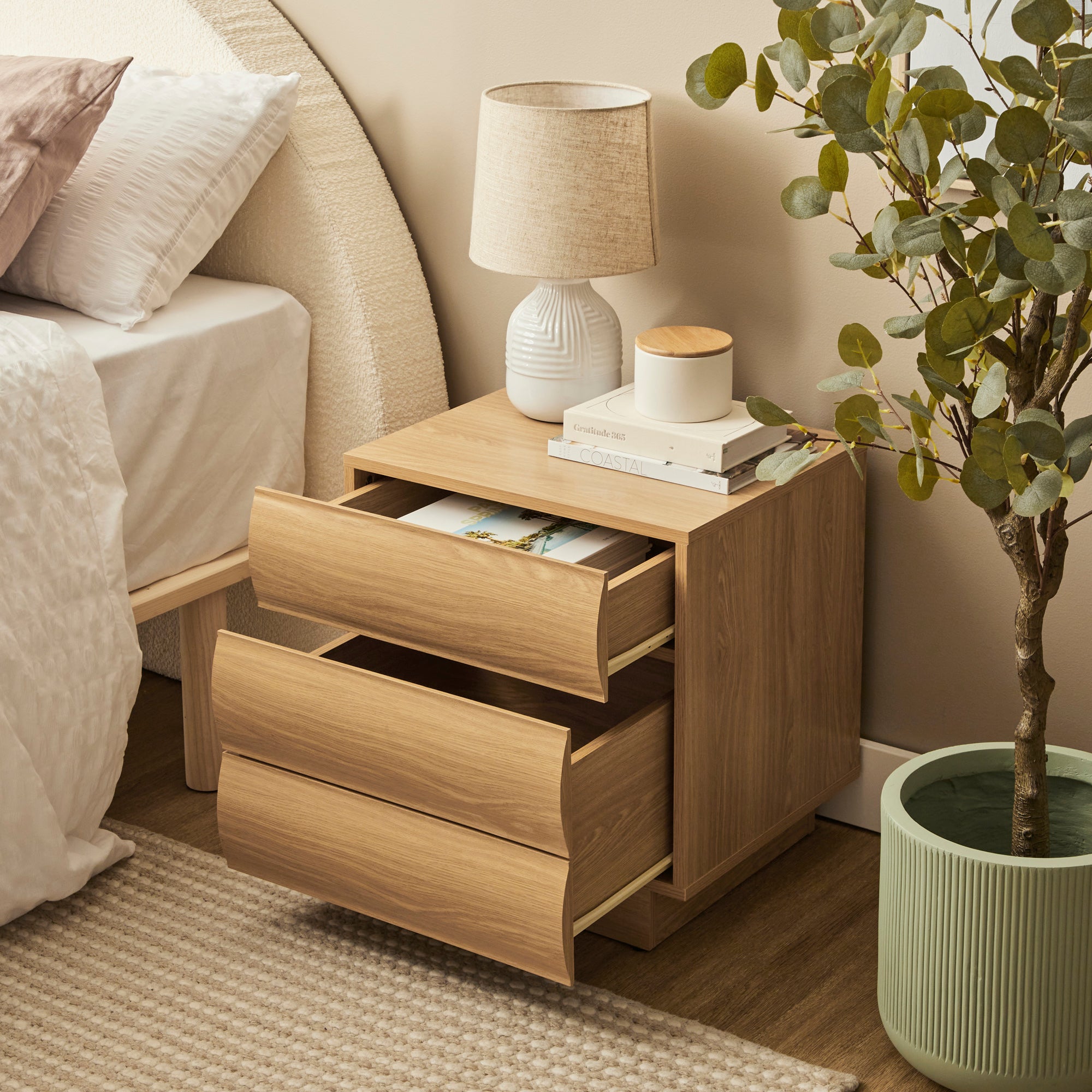 Elsene 48cm Bedside Table Natural