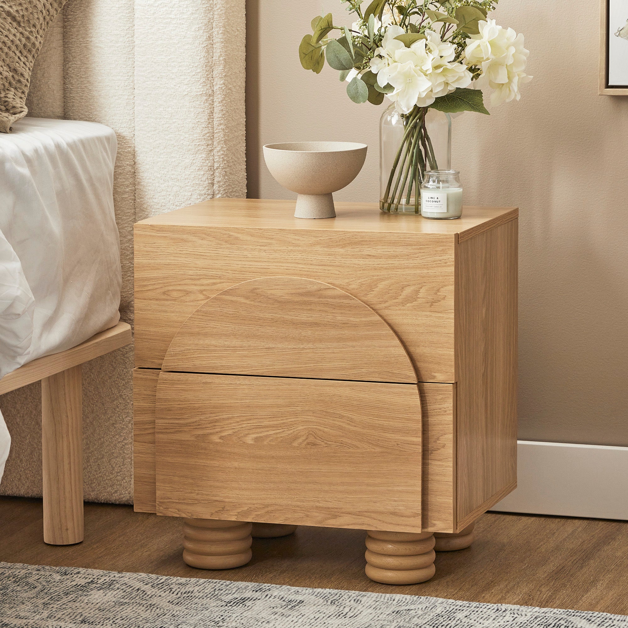 Kaari 33cm Bedside Table Natural