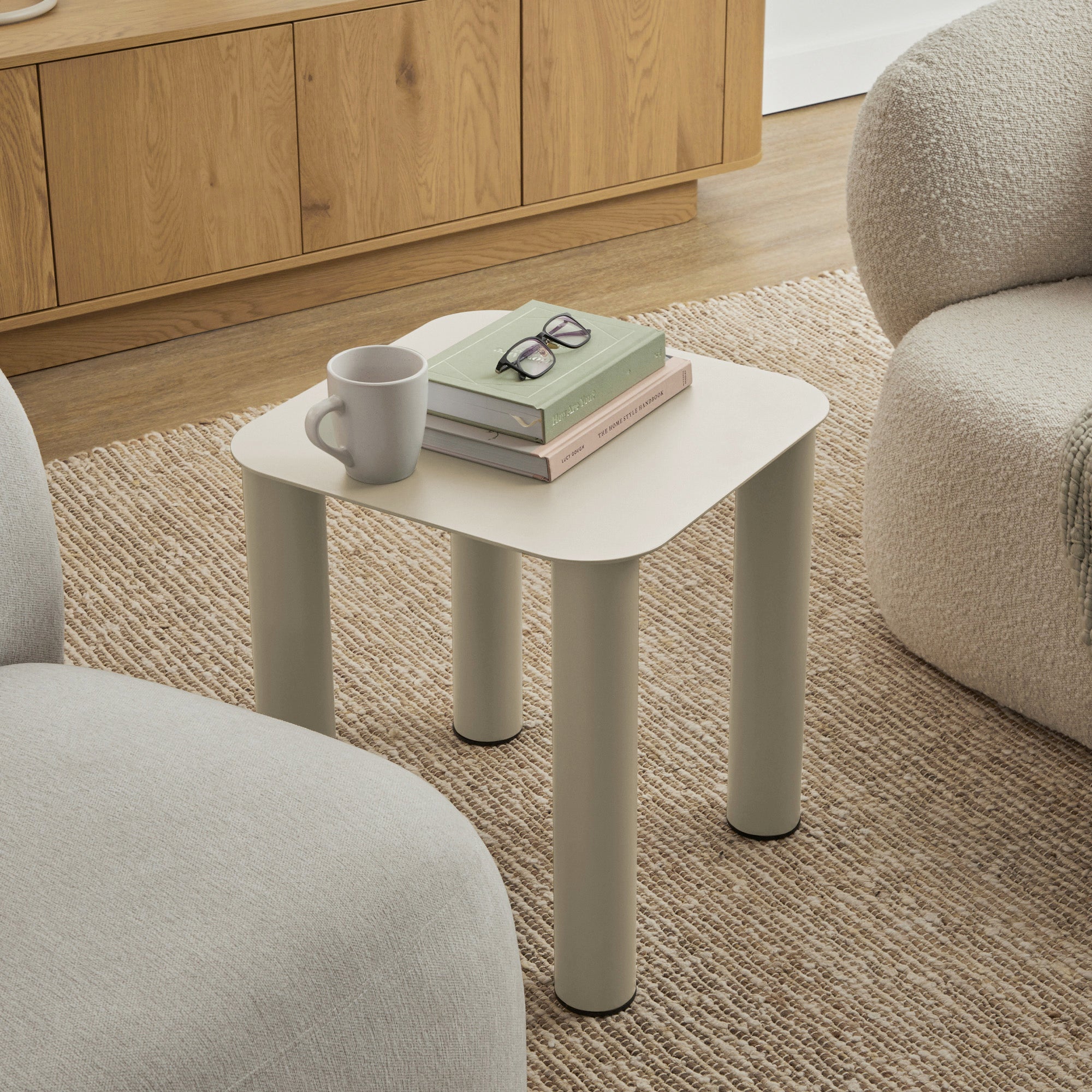 Maison Metal Square Side Table White