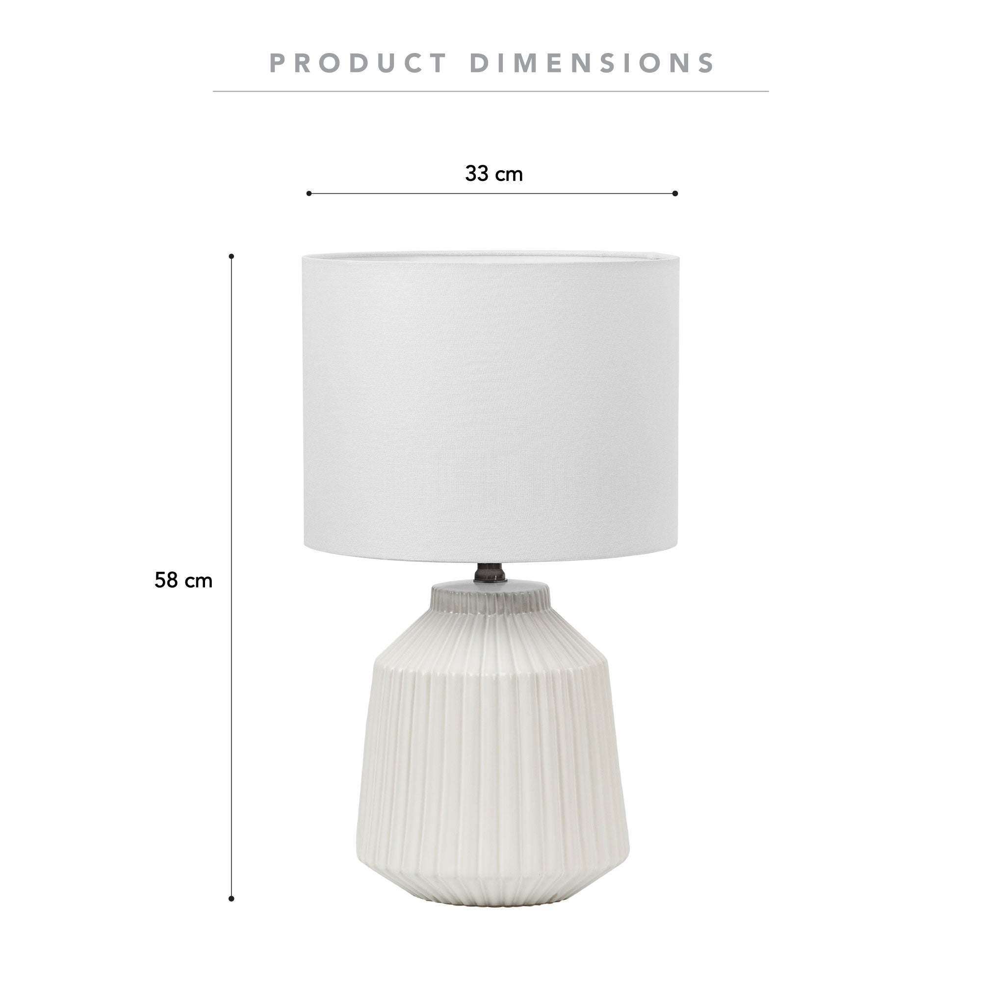 Pleat 57Cm Modern Ceramic Table Lamp White Lighting