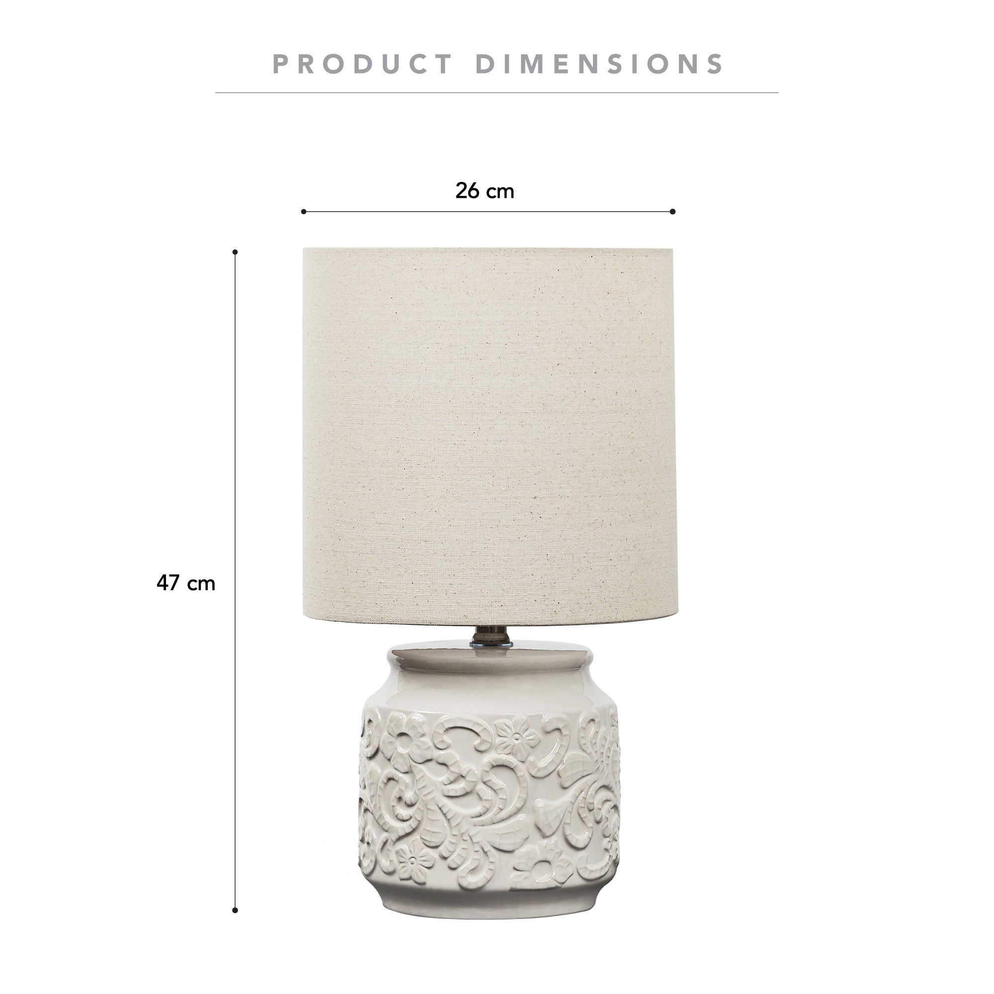 Florence 46Cm Modern Ceramic Table Lamp White Lighting