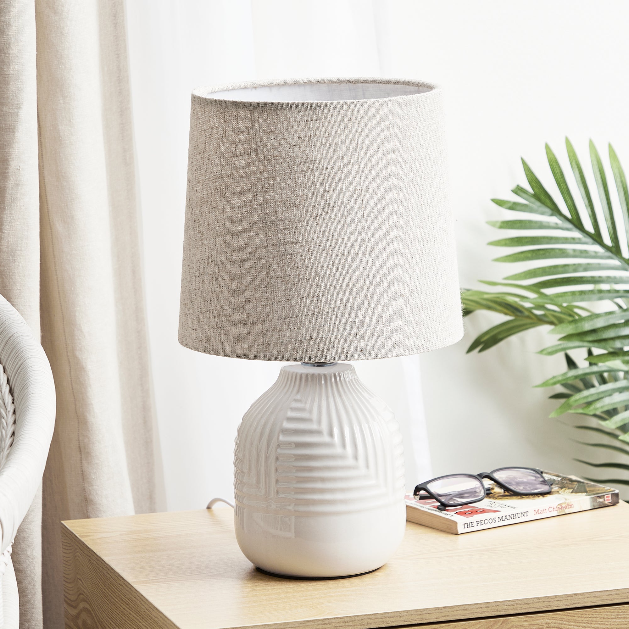 White textured deals table lamp