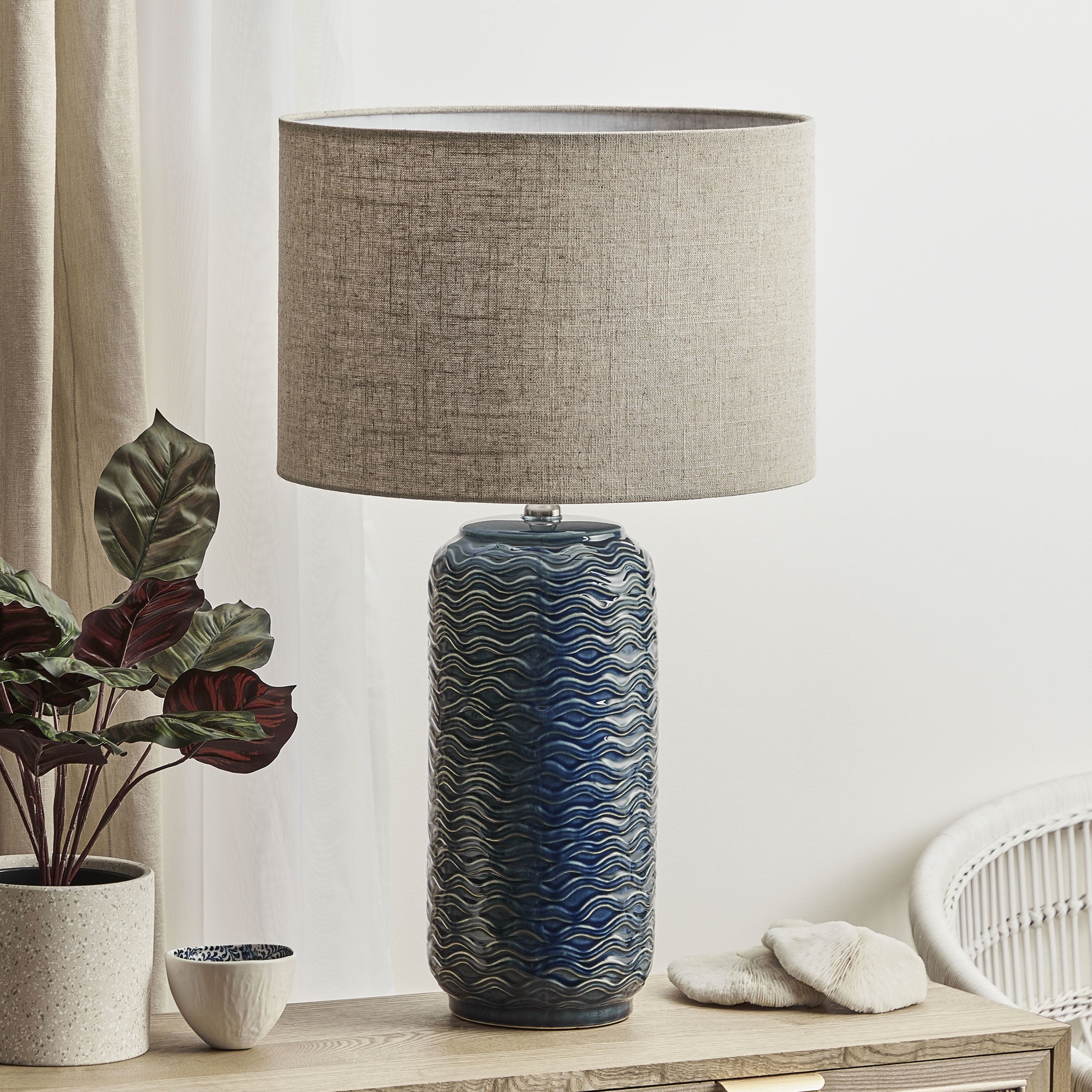 Mirage 63.5Cm Modern Ceramic Table Lamp Blue Lighting