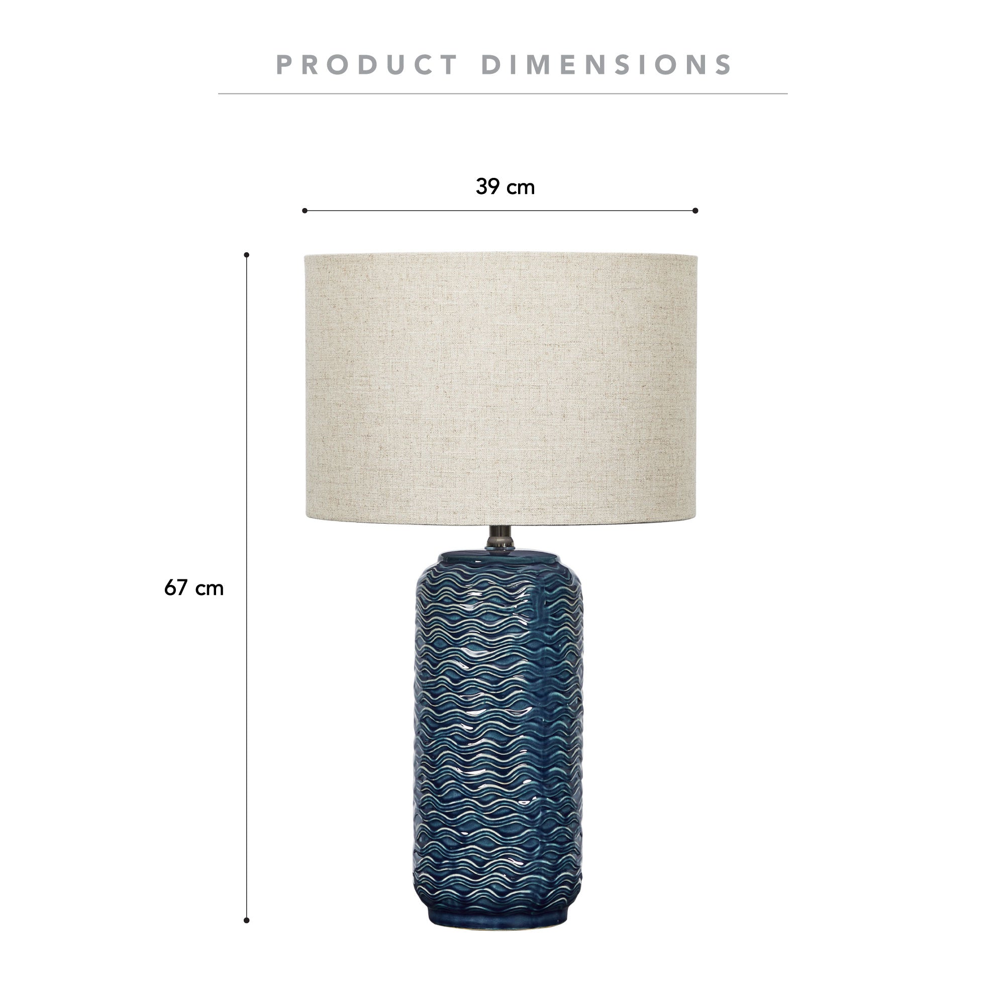 Mirage 63.5Cm Modern Ceramic Table Lamp Blue Lighting