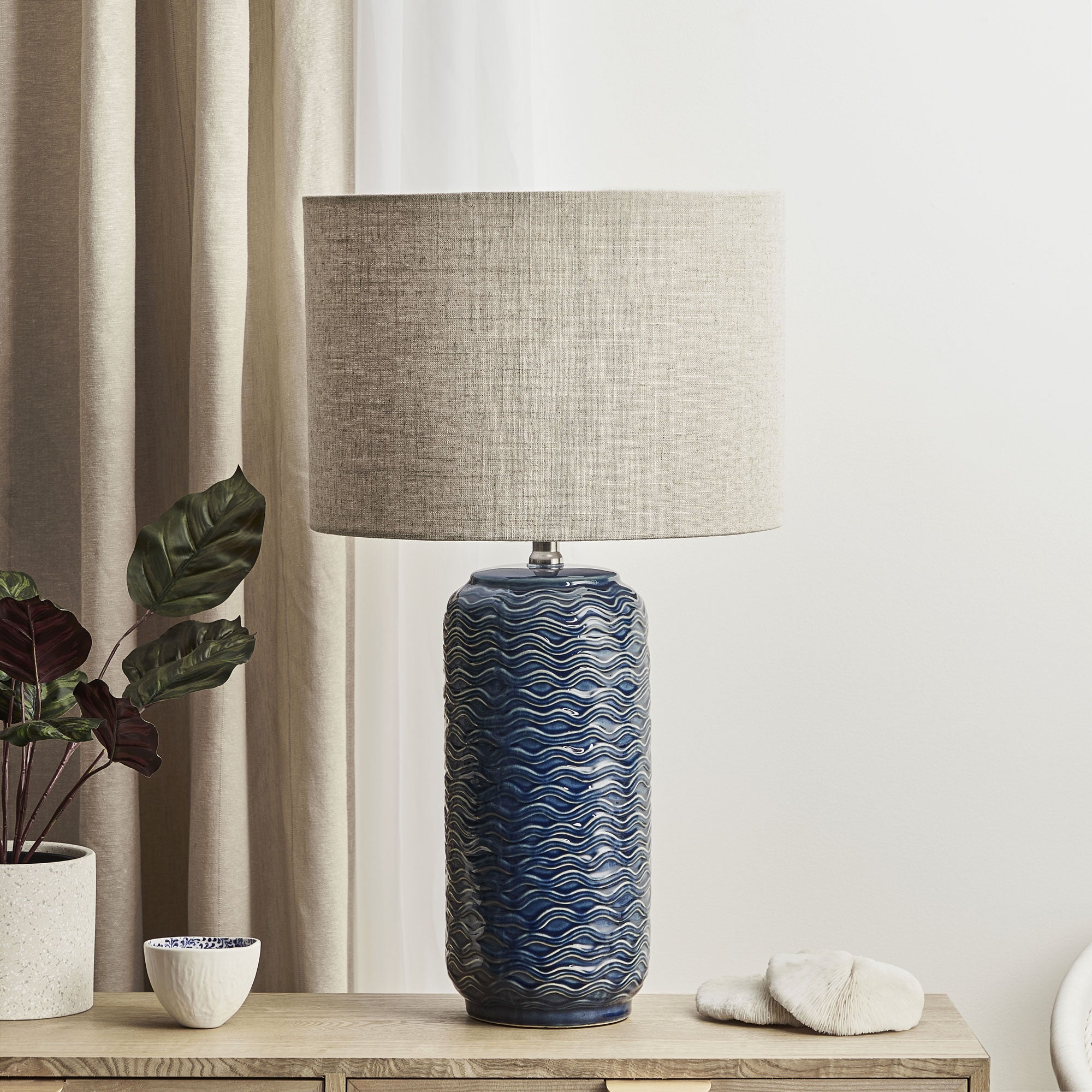 Mirage 63.5Cm Modern Ceramic Table Lamp Blue Lighting