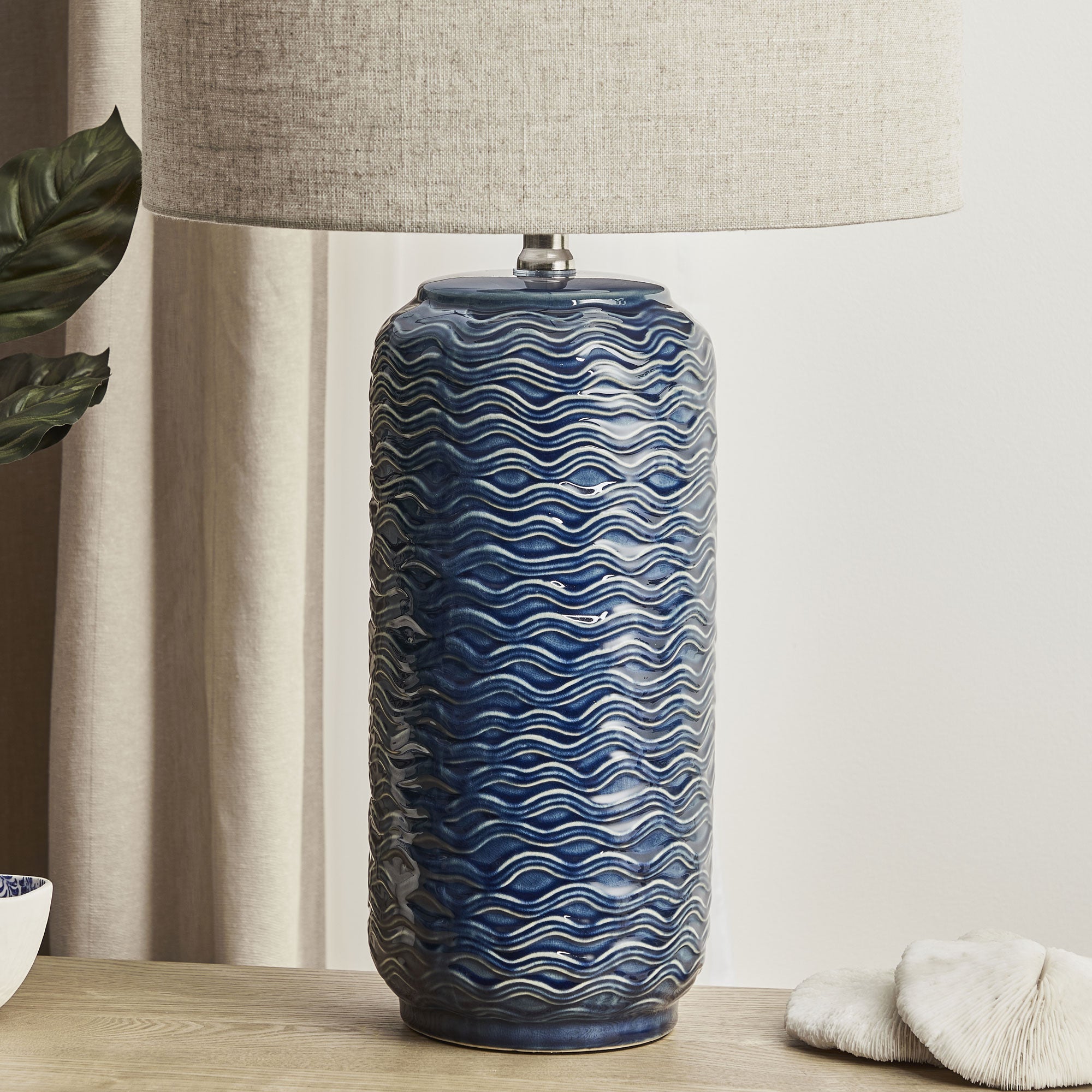 Mirage 63.5Cm Modern Ceramic Table Lamp Blue Lighting