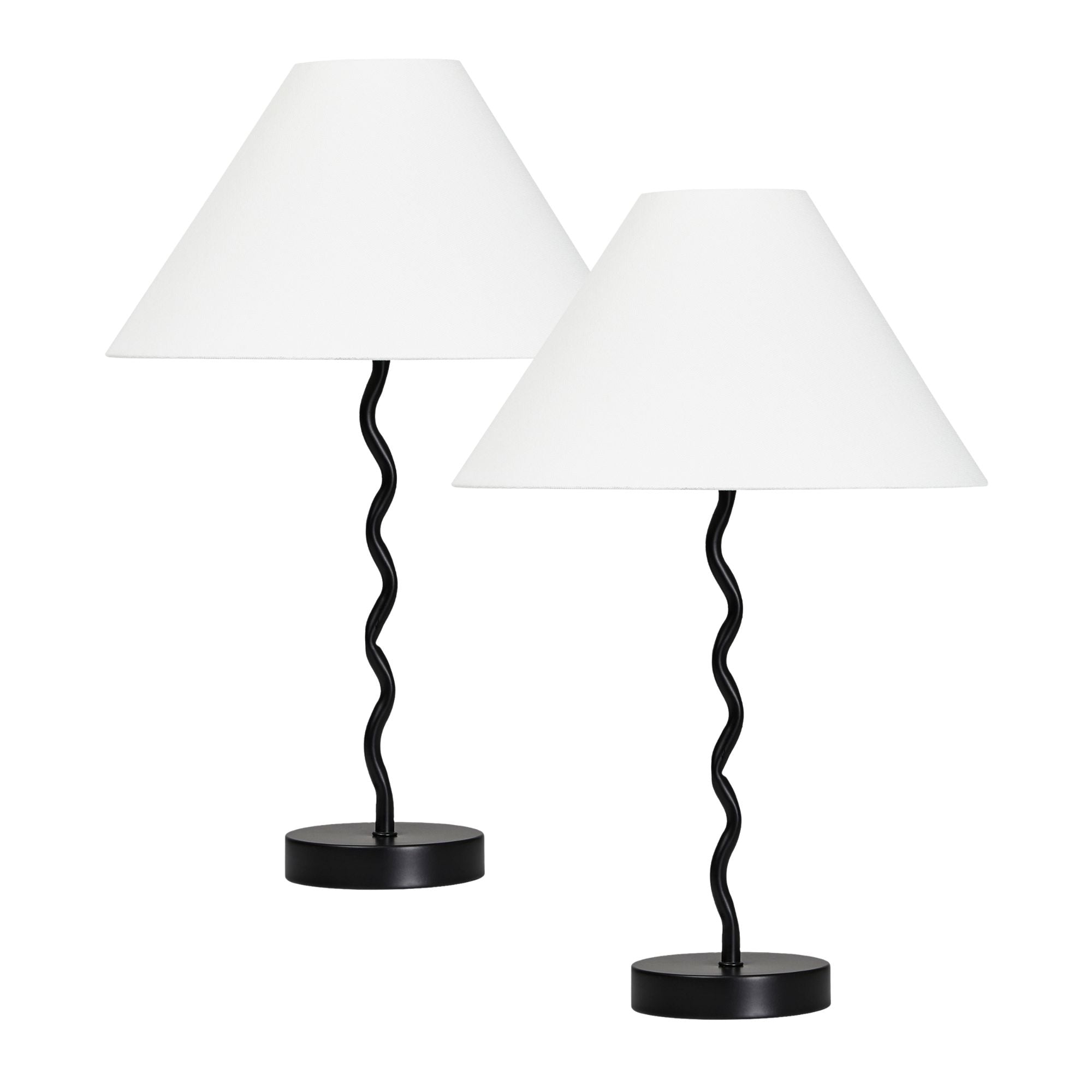Lulu 48cm Squiggle Table Lamp Black (Set of 2)