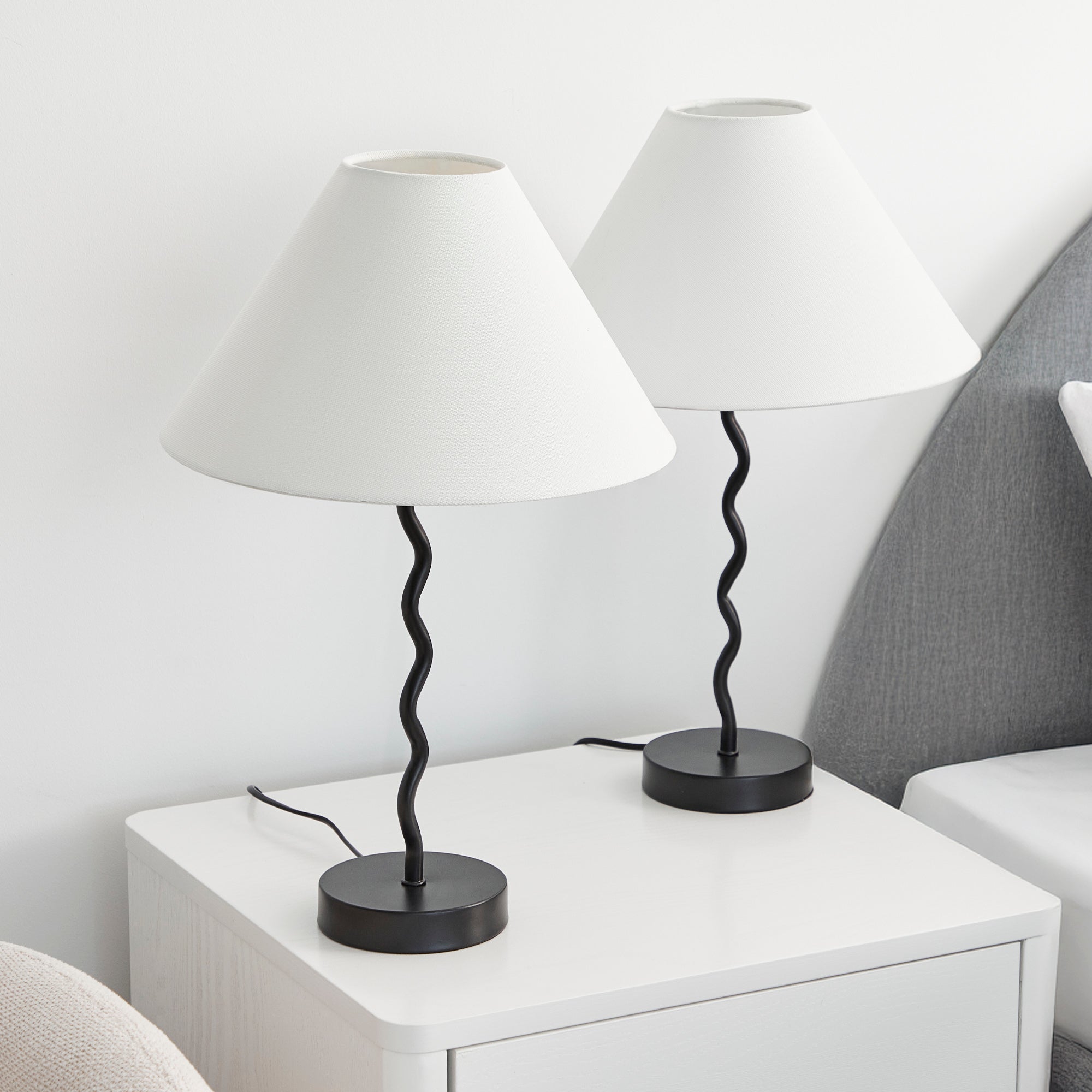 Lulu 48cm Squiggle Table Lamp Black (Set of 2)