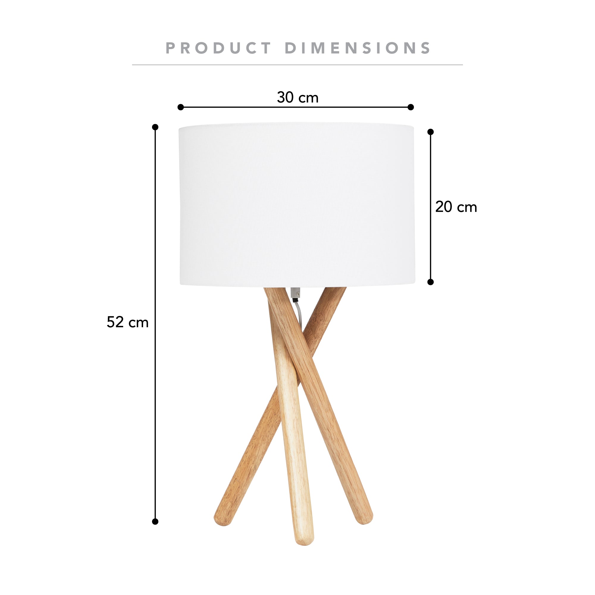 Byron 52cm Tripod Table Lamp Natural (Set of 2)
