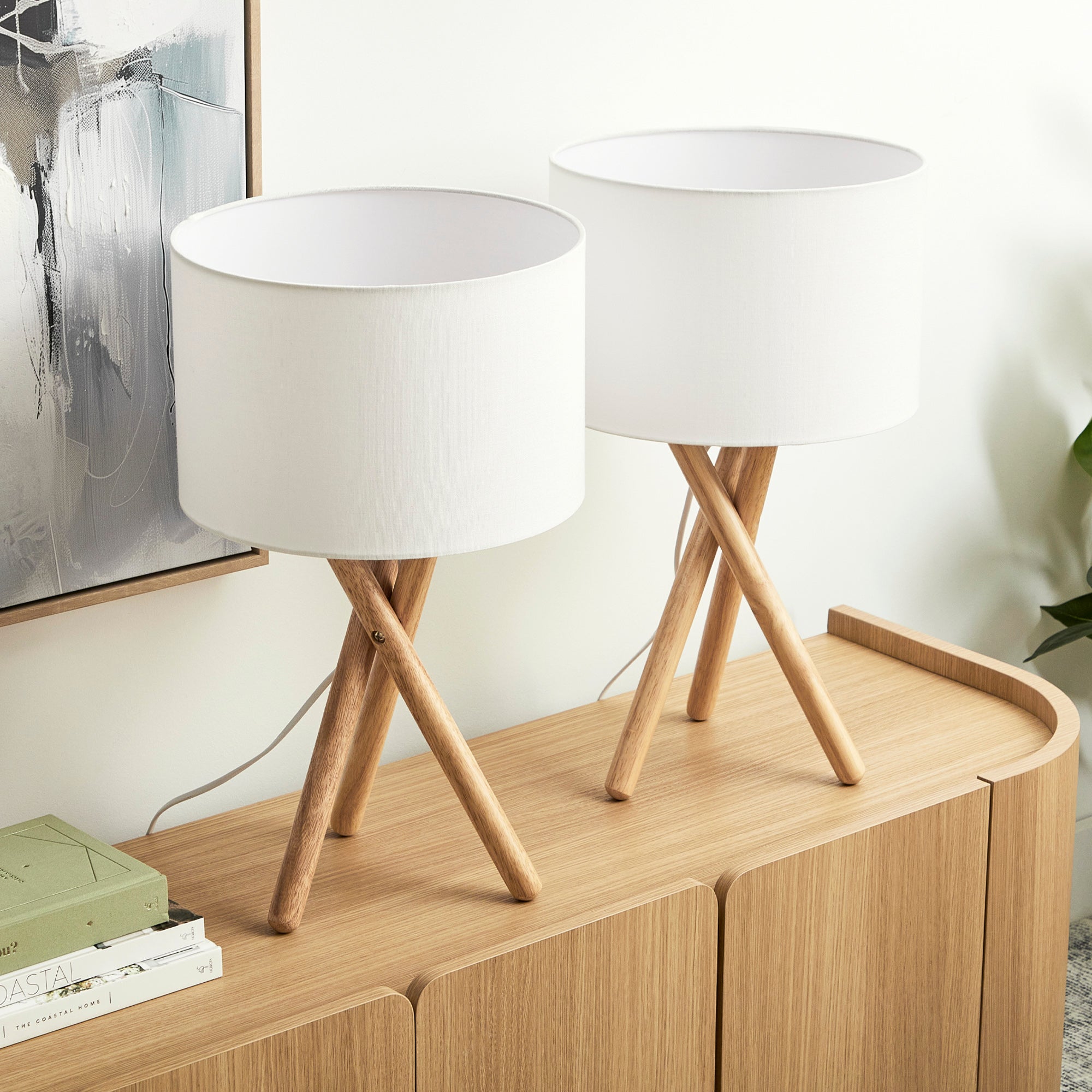 Byron 52cm Tripod Table Lamp Natural (Set of 2)