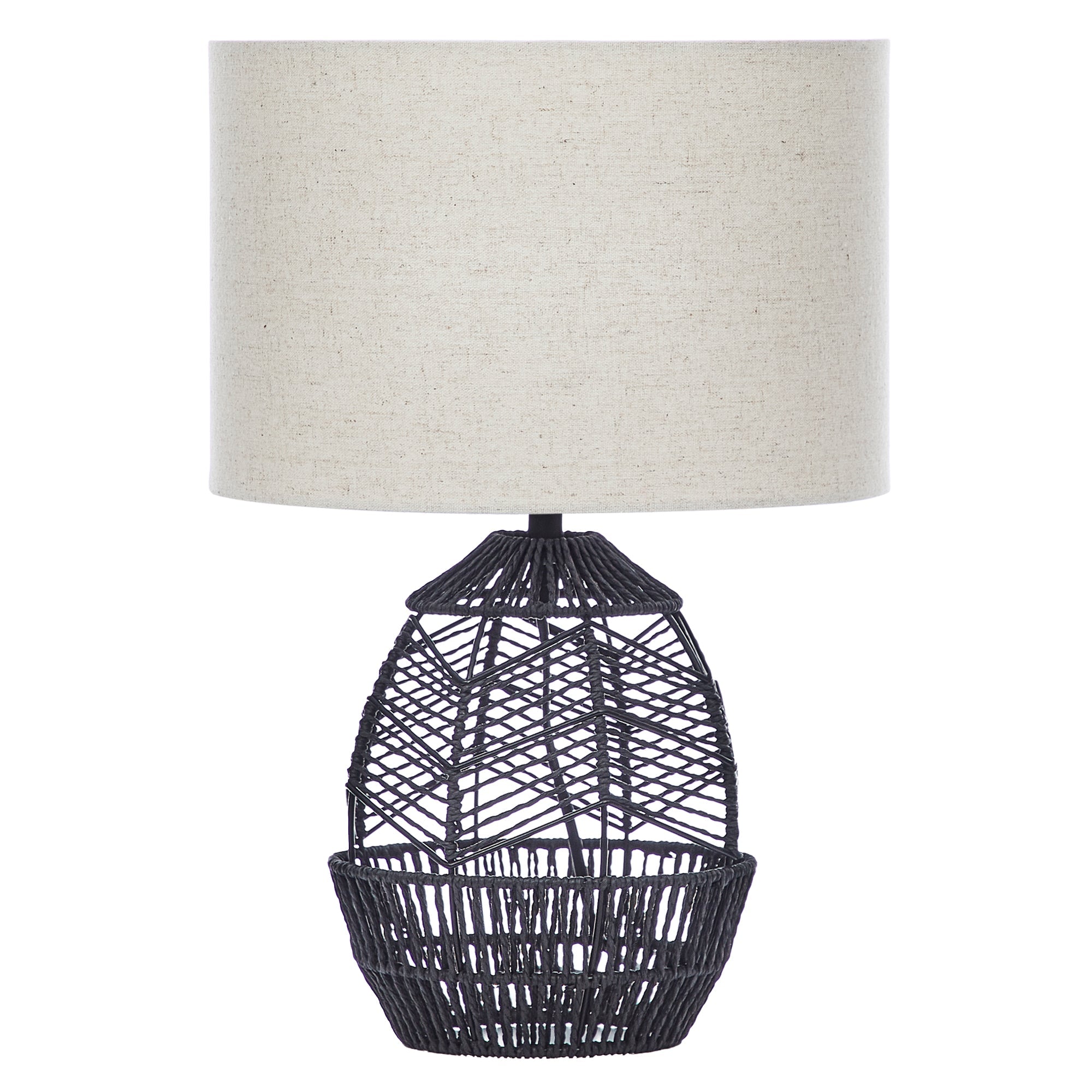 Cayman 45Cm Paper Rope Weave Table Lamp Black Lighting