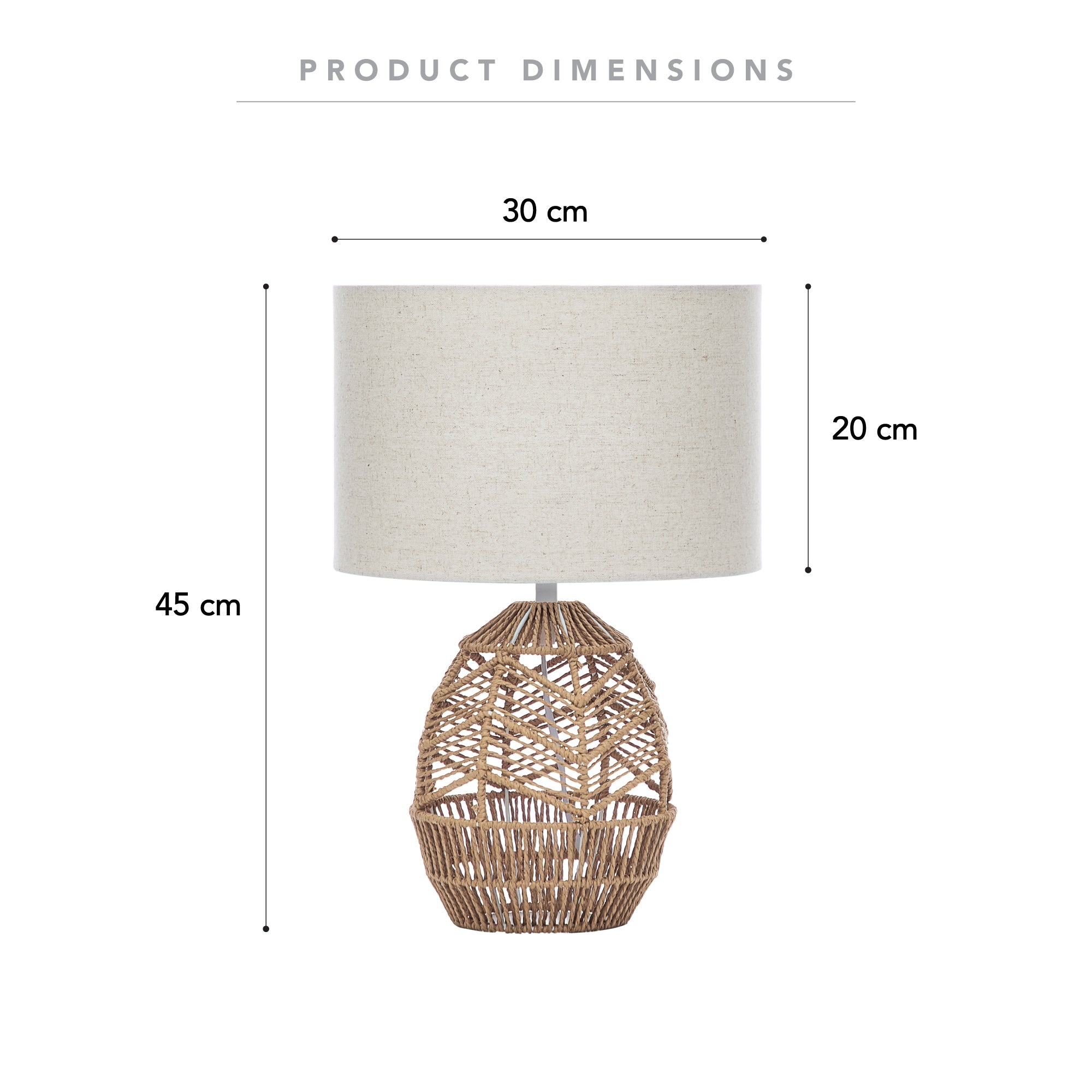 Cayman 45cm Paper Rope Weave Table Lamp