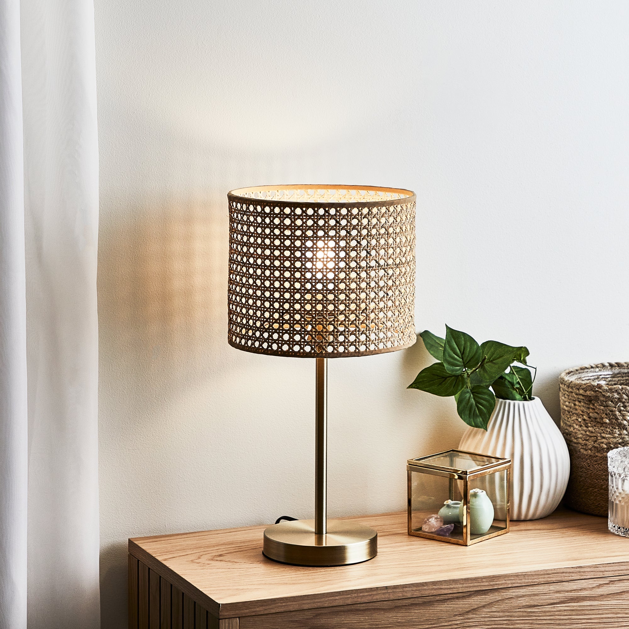 St Lucia Rattan 50Cm Table Lamp Natural Lighting