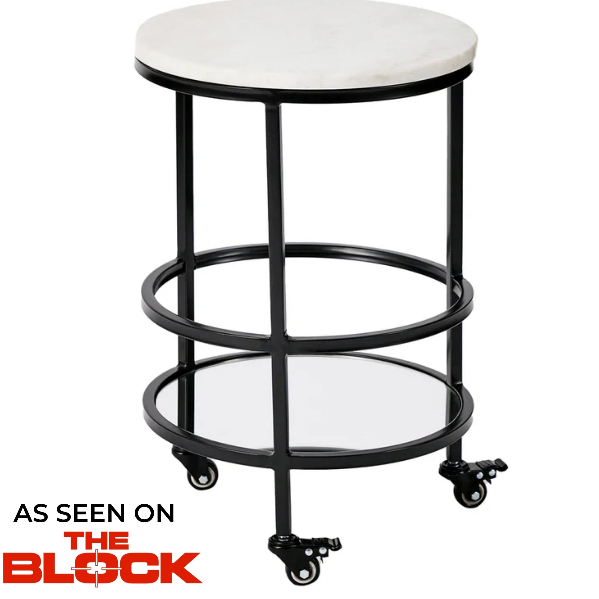 Amore 61cm Steel Bar Cart with Marble Top