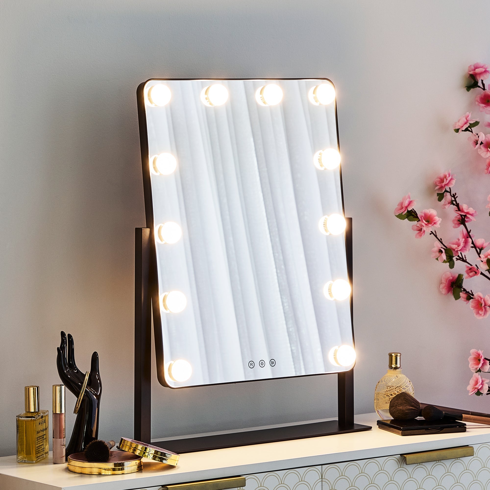 Hollywood Led 60Cm Tabletop Vanity Mirror Black Mirrors