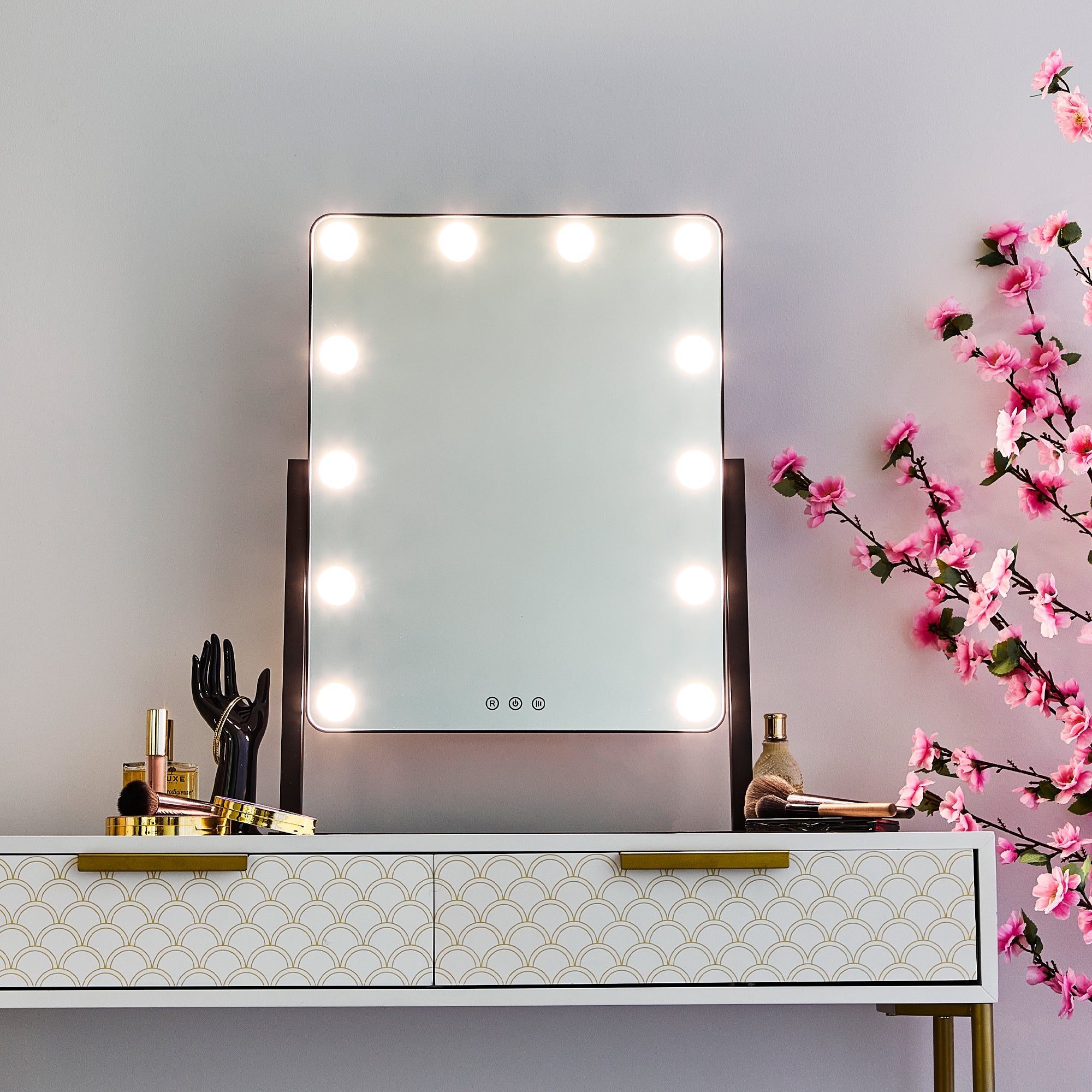 Hollywood Led 60Cm Tabletop Vanity Mirror Black Mirrors