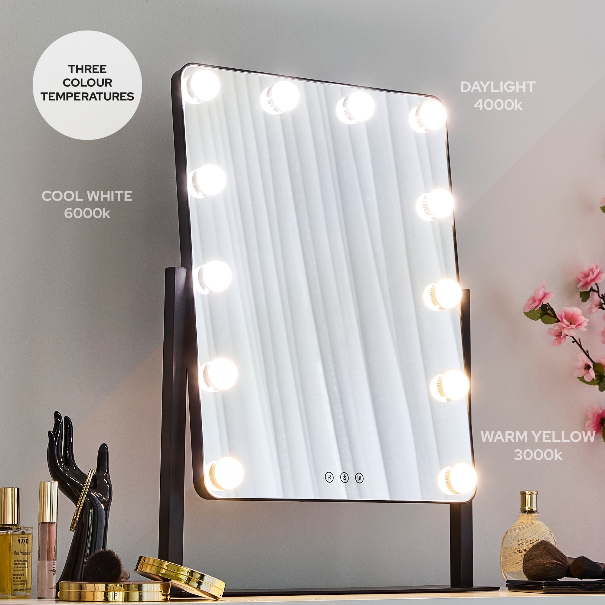 Hollywood Led 60Cm Tabletop Vanity Mirror Black Mirrors