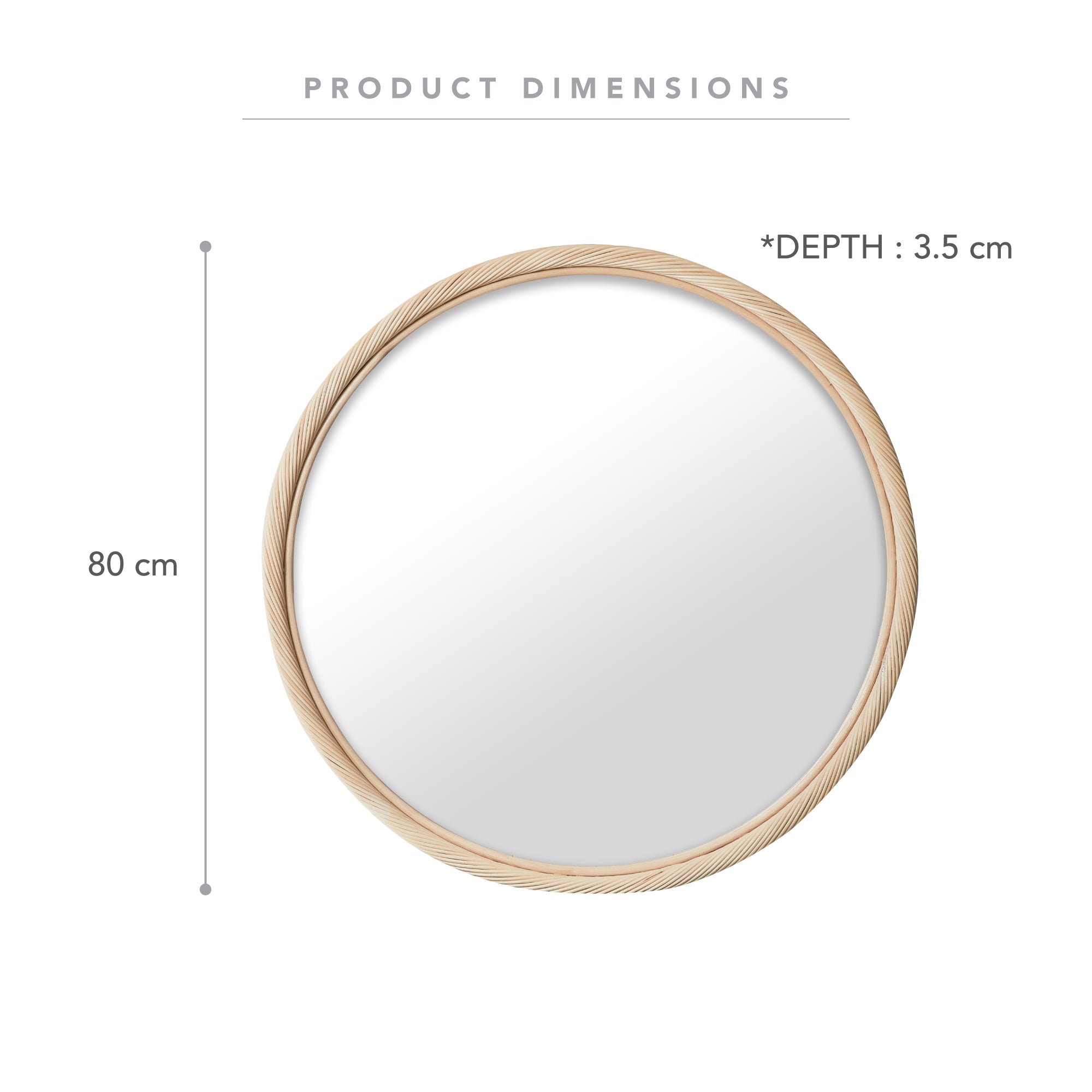 Emmy 80Cm Round Mirror Natural Mirrors