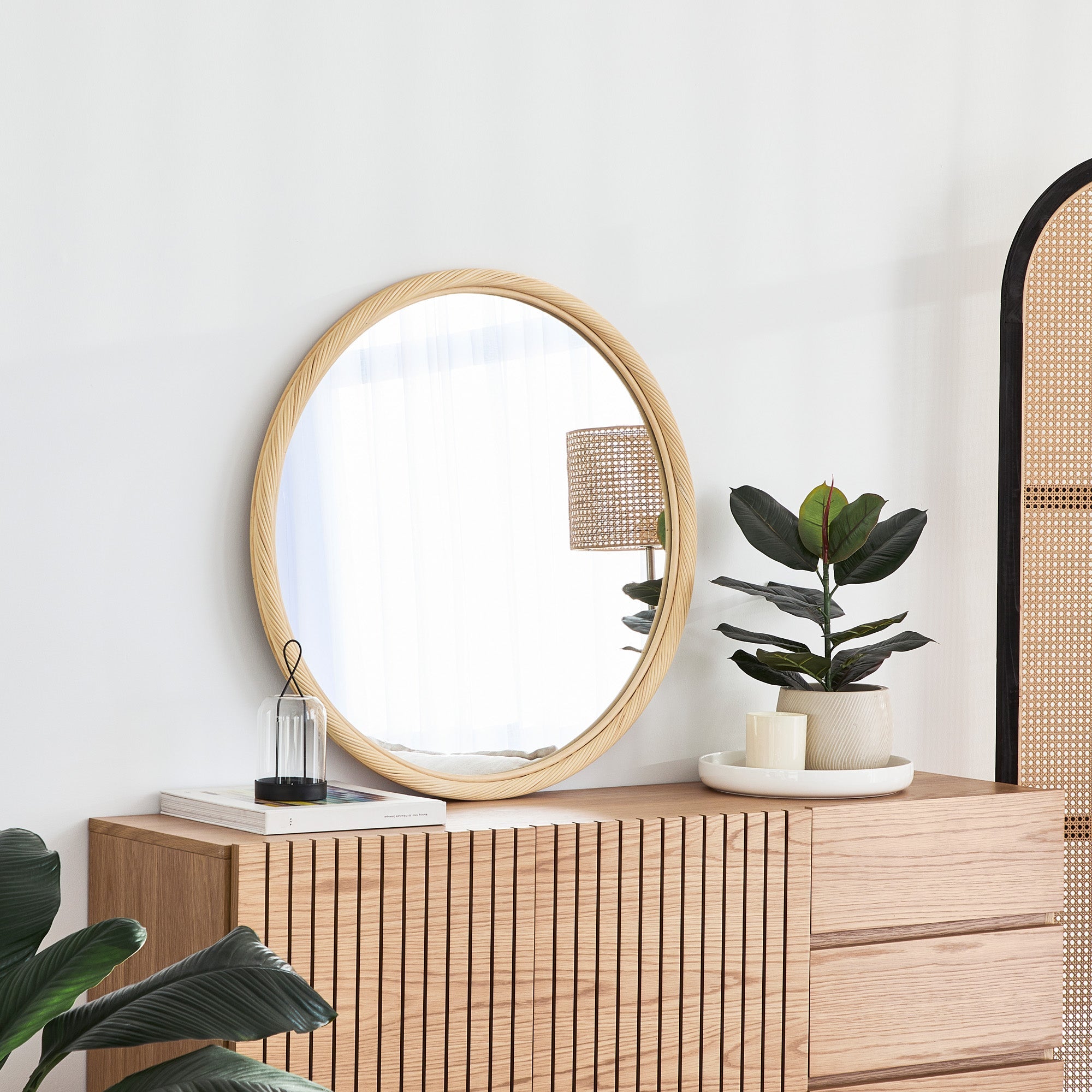 Emmy 80Cm Round Mirror Natural Mirrors