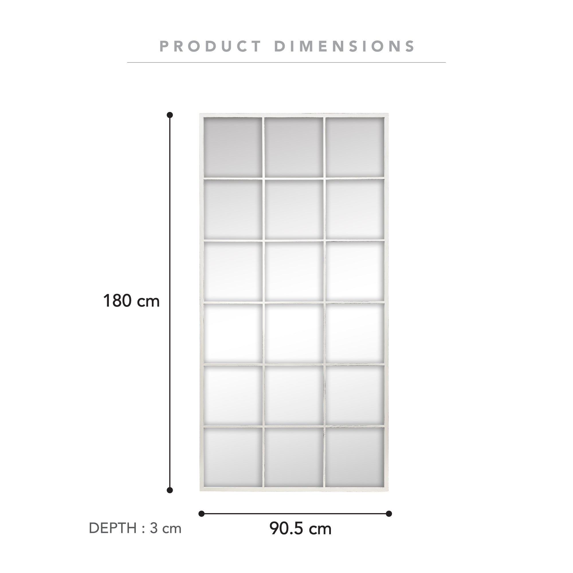 Sophia XL 180cm Rectangle Mirror Antique White