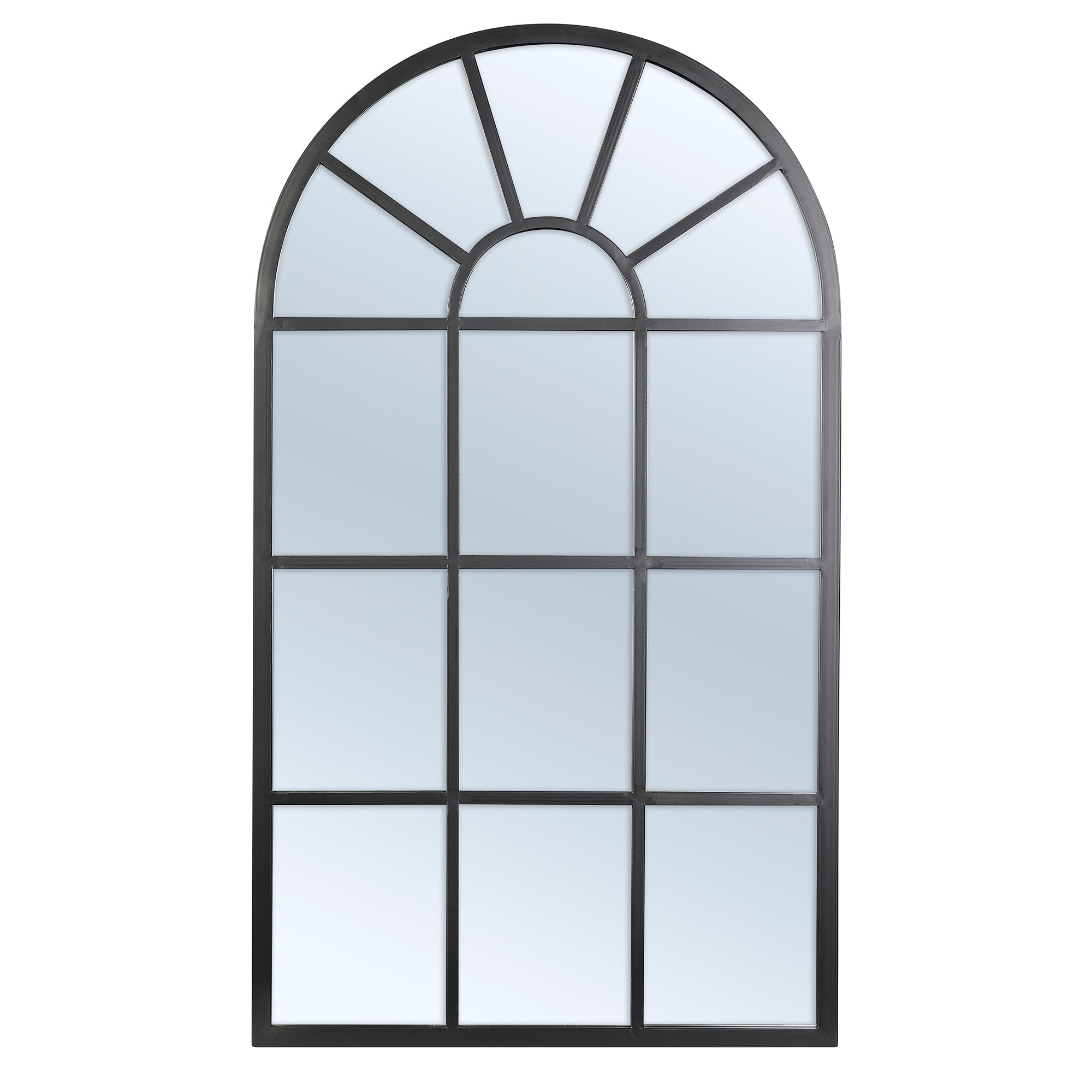 Abbey 105Cm Arch Iron Indoor Outdoor Mirror Black Mirrors