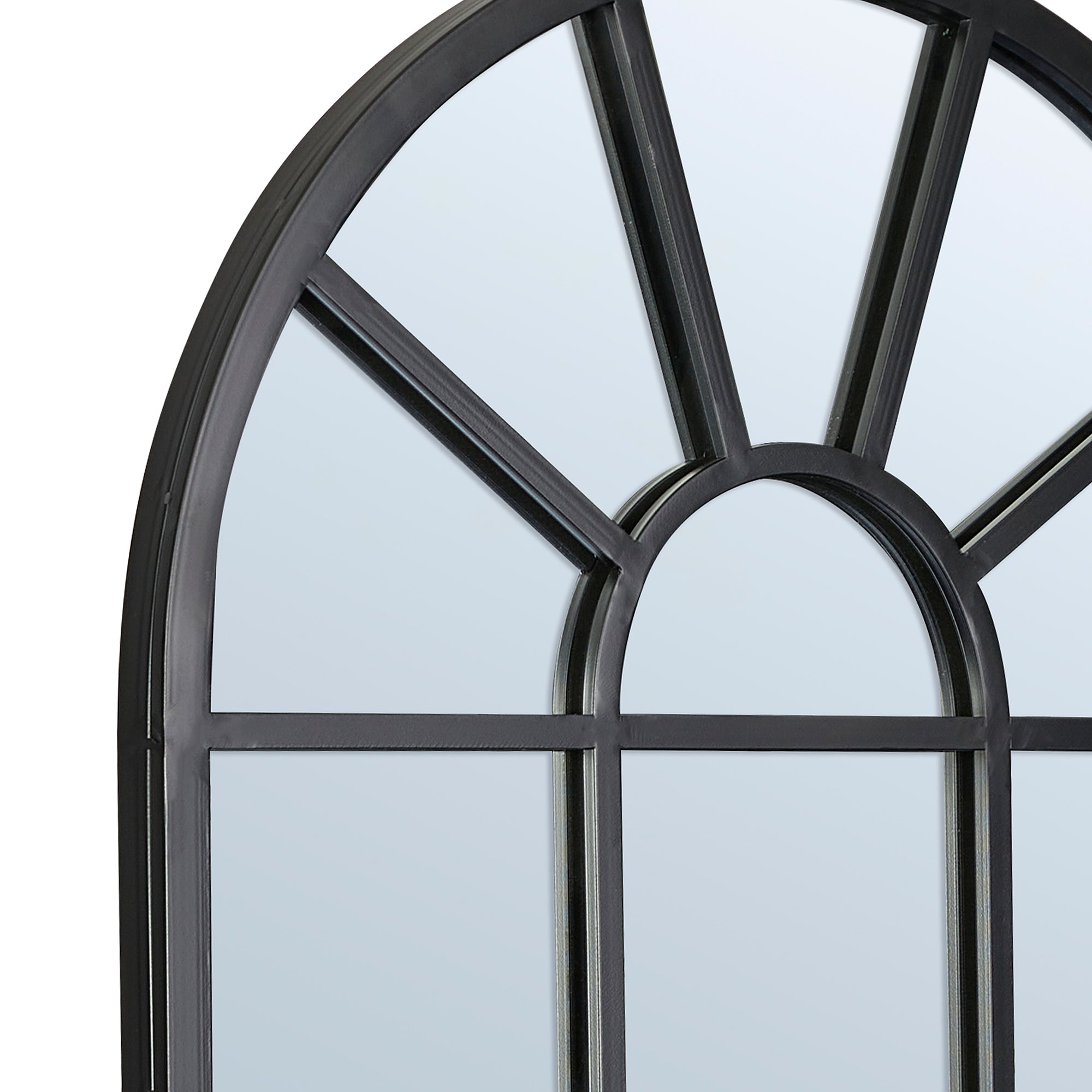 Abbey 105Cm Arch Iron Indoor Outdoor Mirror Black Mirrors