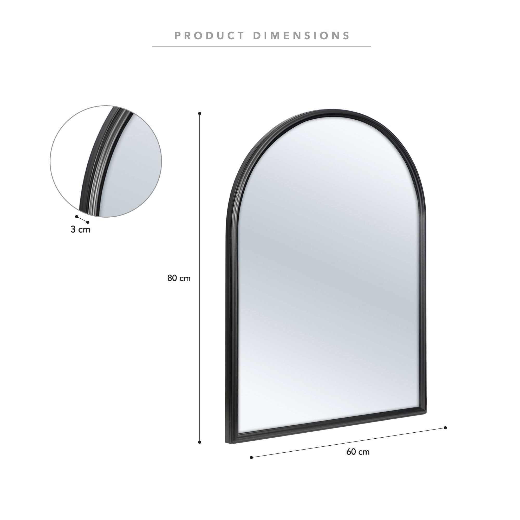 Arc 80Cm Iron Indoor Outdoor Mirror Black Mirrors