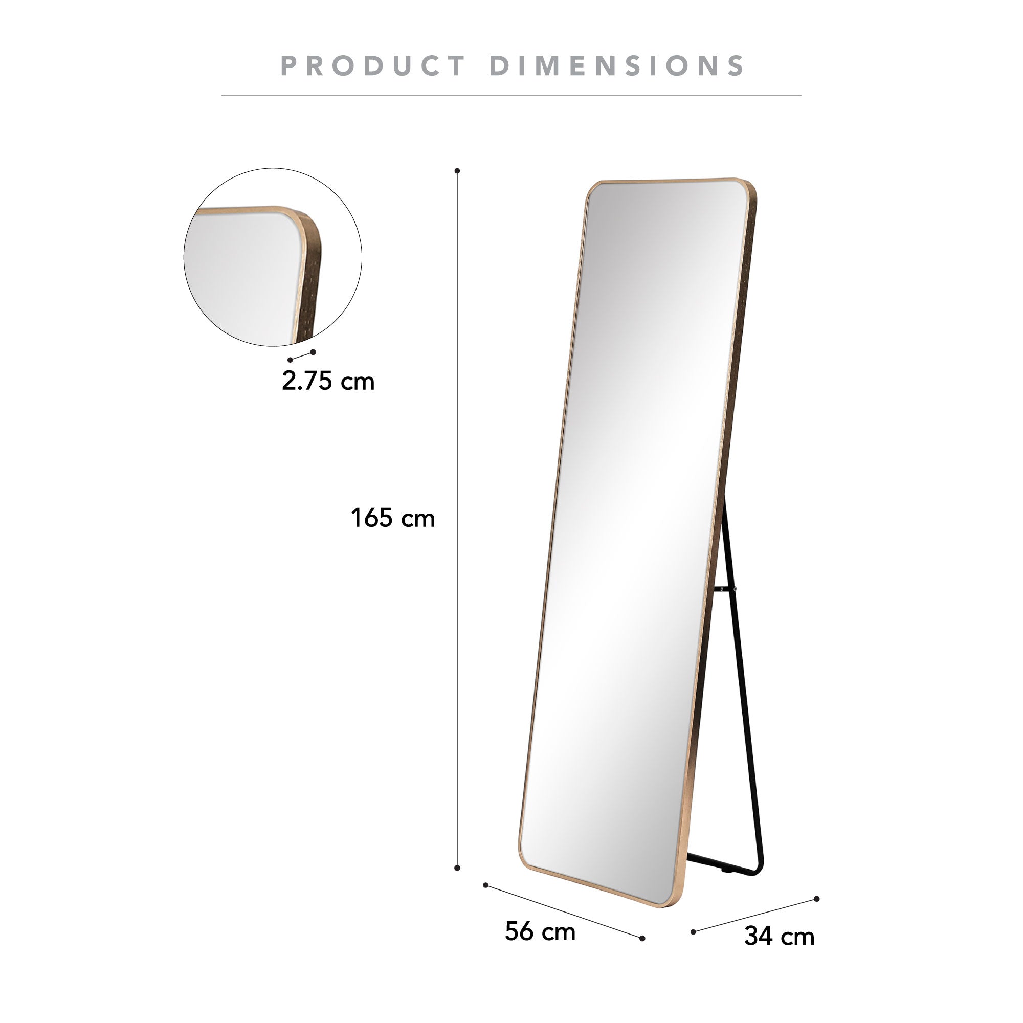 Elle 165Cm Standing Full Length Rectangle Mirror Mirrors