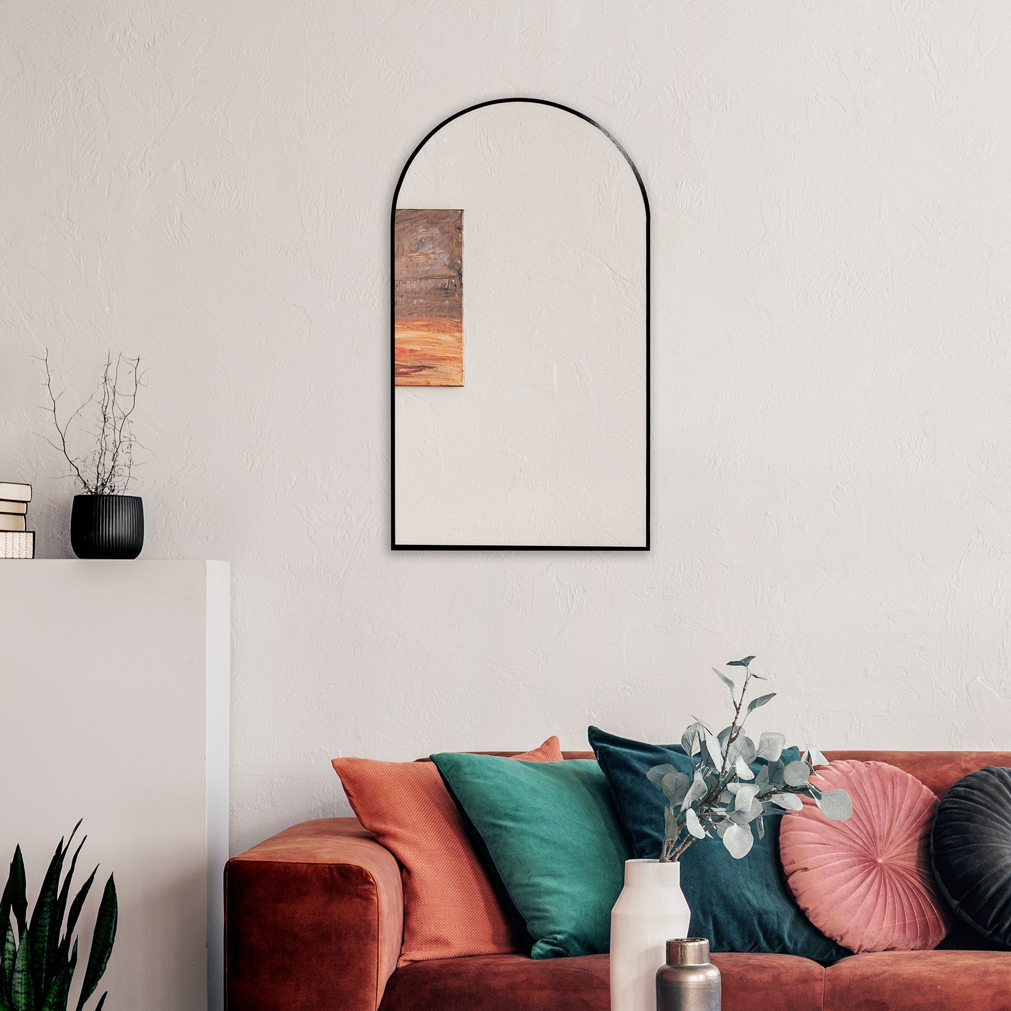 Naomi 80Cm Arched Wall Mirror Black Mirrors