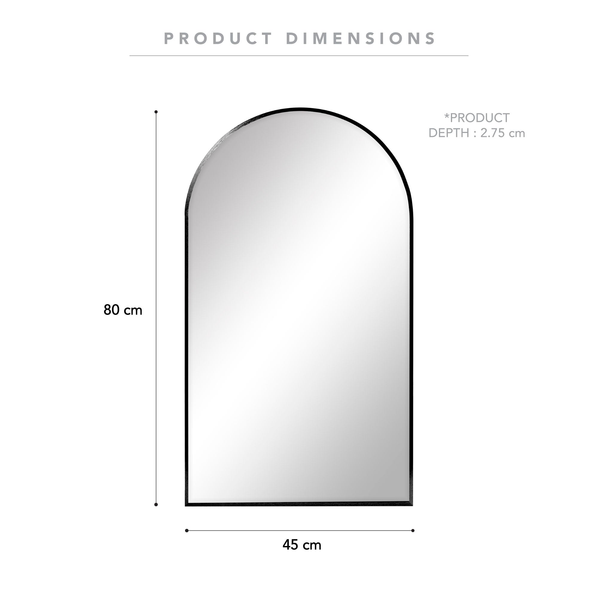 Naomi 80cm Arched Wall Mirror